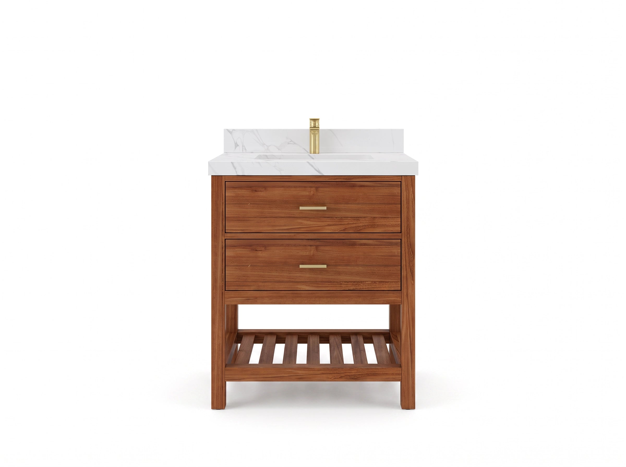 Parker Teak Wood 30 in. W x 22 in. D Single Sink Bathroom Vanity