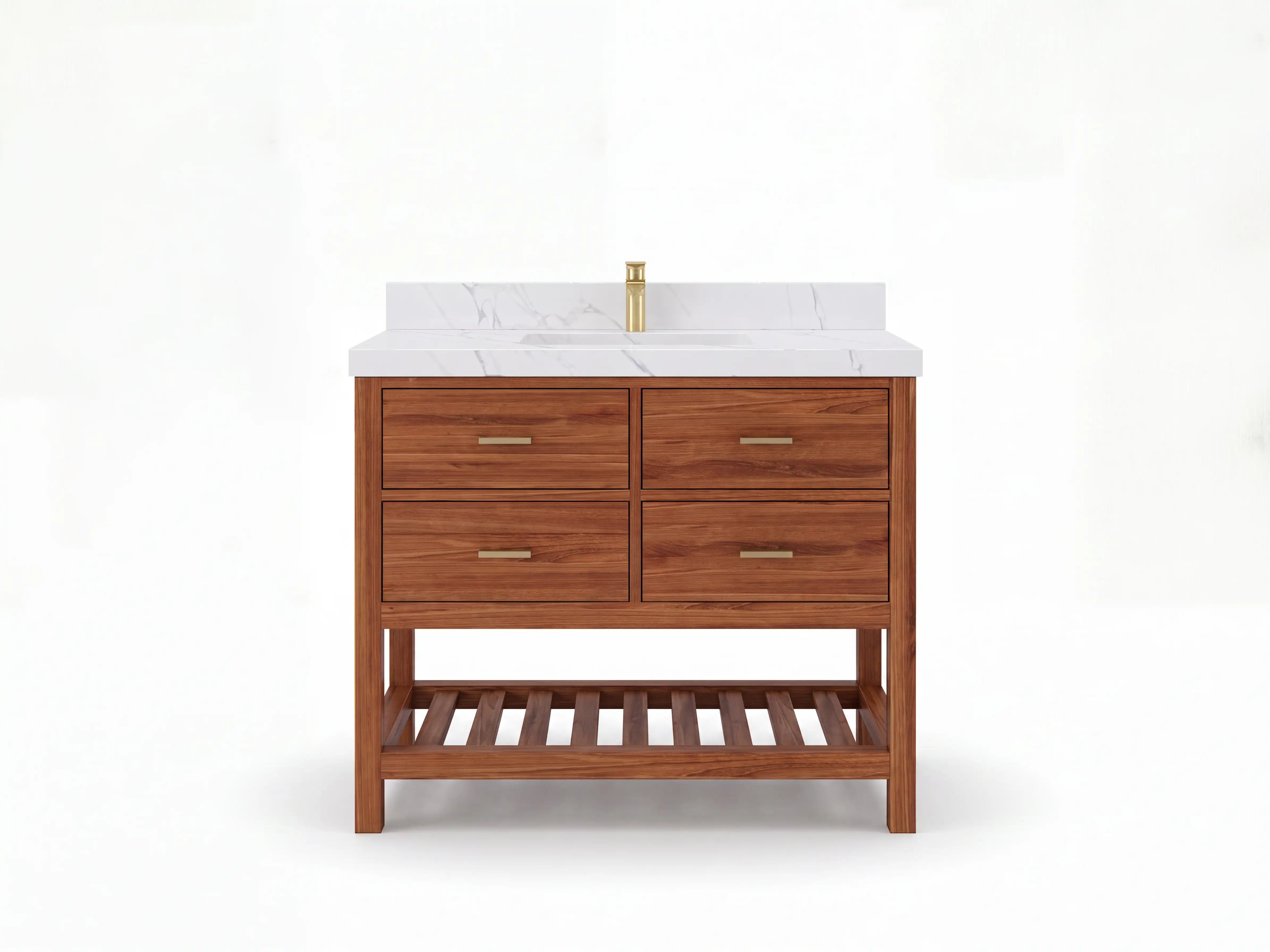 Parker Teak Wood 42 in. W x 22 in. D Single Sink Bathroom Vanity