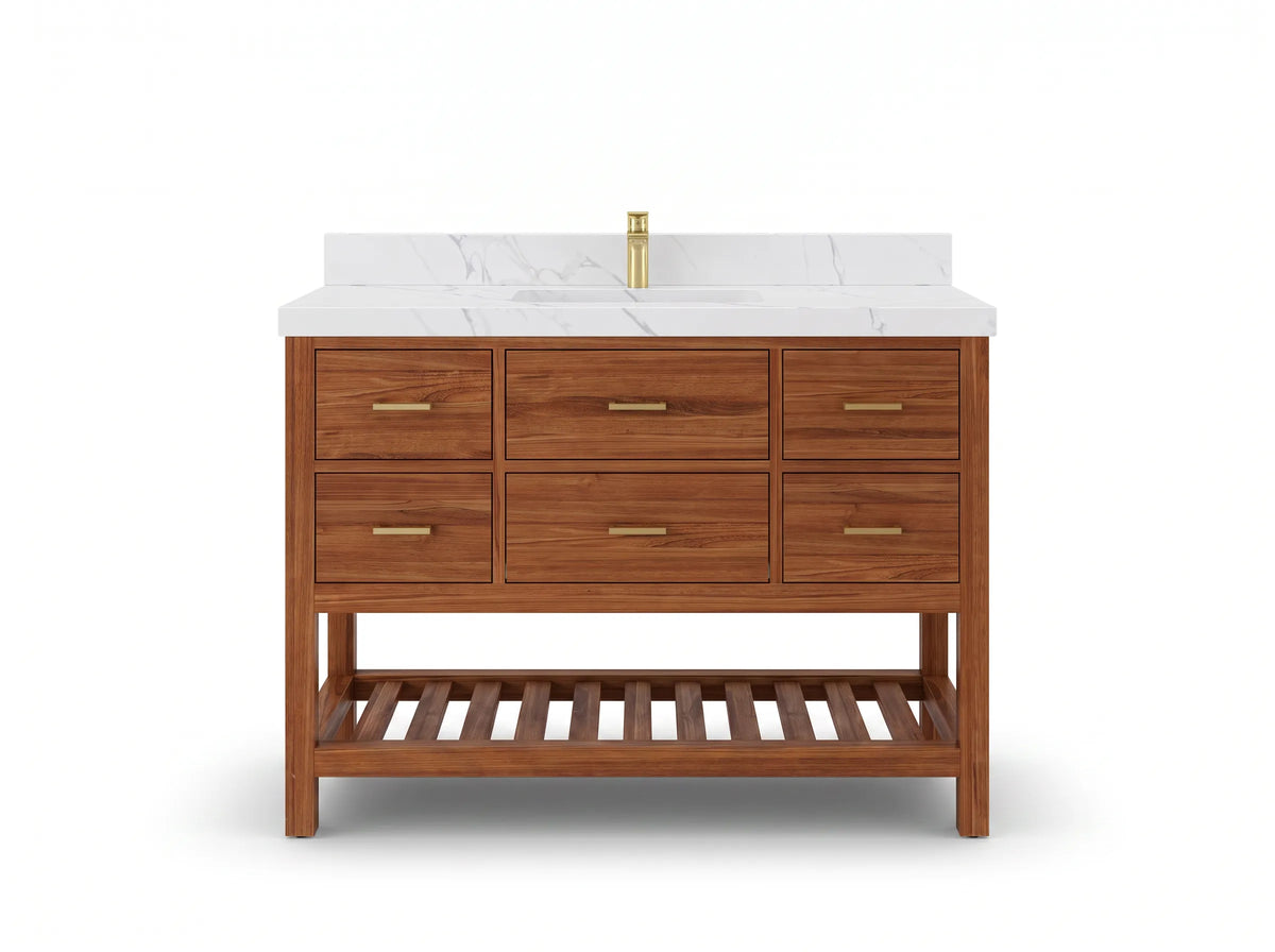 Parker Teak Wood 48 in. W x 22 in. D Single Sink Bathroom Vanity