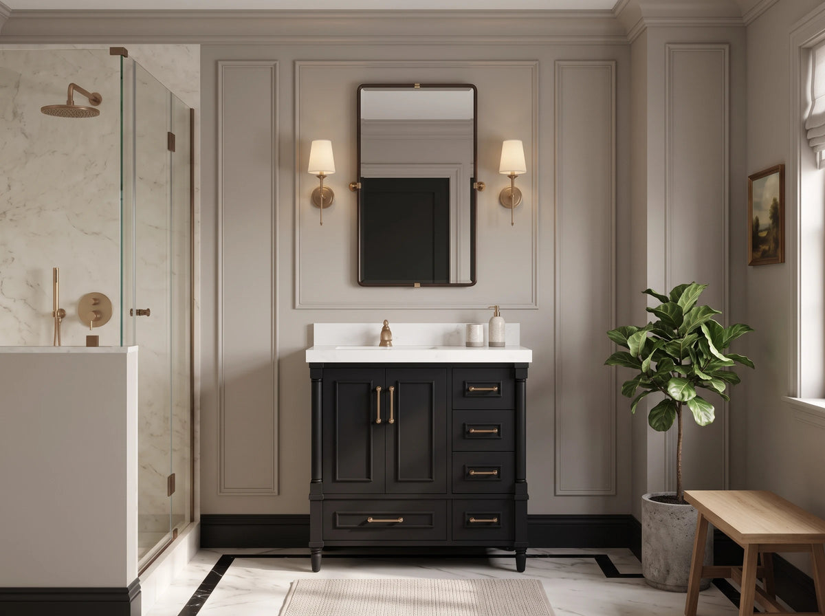 Aberdeen 36 in. W x 22 in. D Left Offset Sink Bathroom Vanity