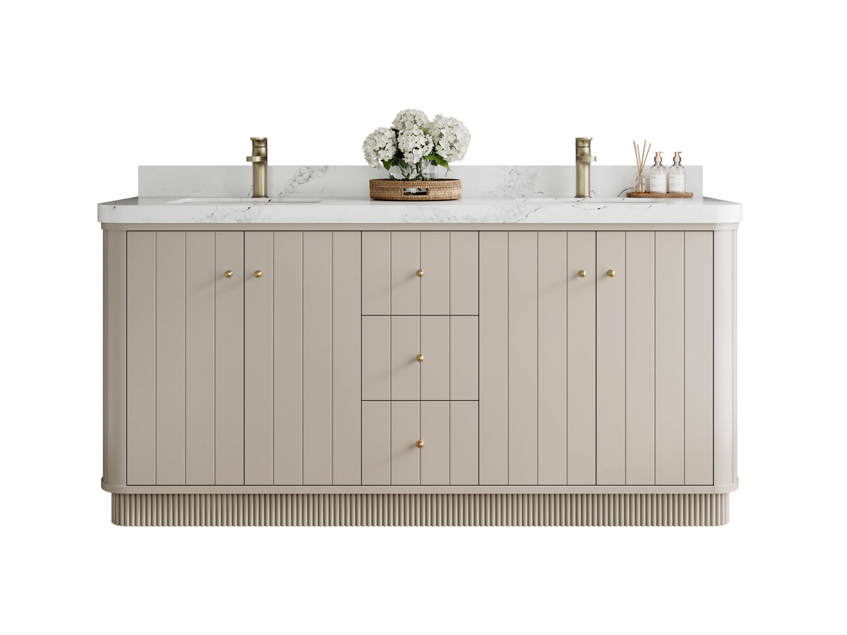 Houston 72 in. W x 22 in. D Free Standing Curved Edge Double Sink Bathroom Vanity