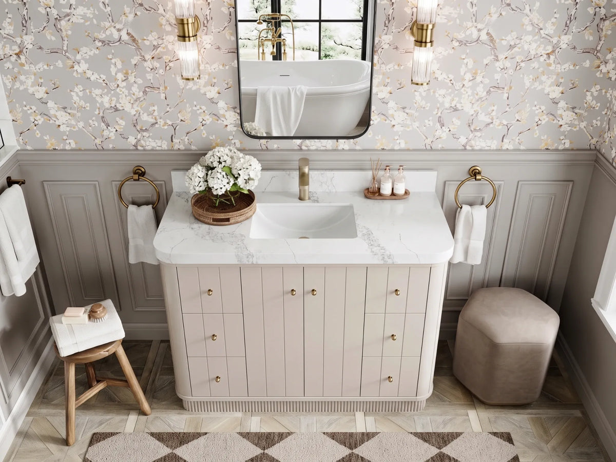 Houston 48 in. W x 22 in. D Free Standing Curved Edge Single Sink Bathroom Vanity