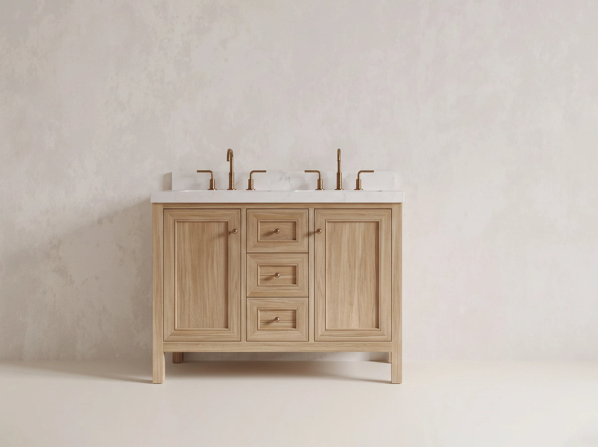 Nashville Teak Wood 48 in. W x 22 in. D Double Sink Bathroom Vanity