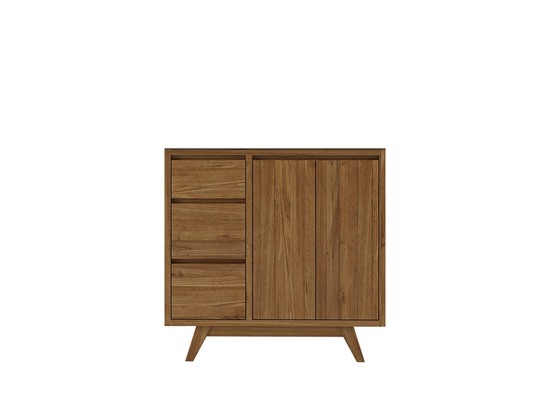 Madison Teak 36 in. W x 22 in. D Right Offset Sink Bathroom Vanity in Dark Natural - Cabinet Only