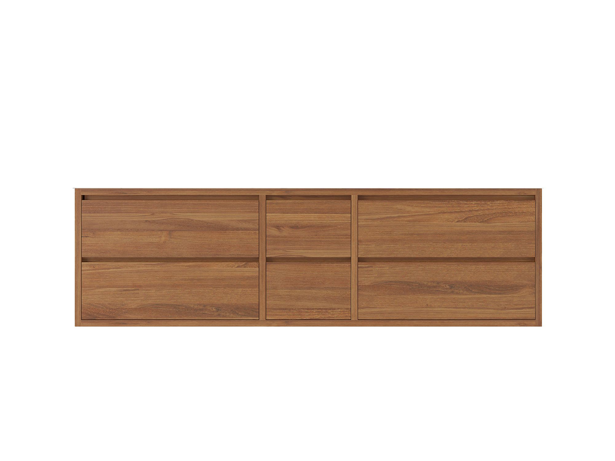 Madison Floating Teak 72 in. W x 22 in. D Double Sink Bathroom Vanity in Dark Natural - Cabinet Only