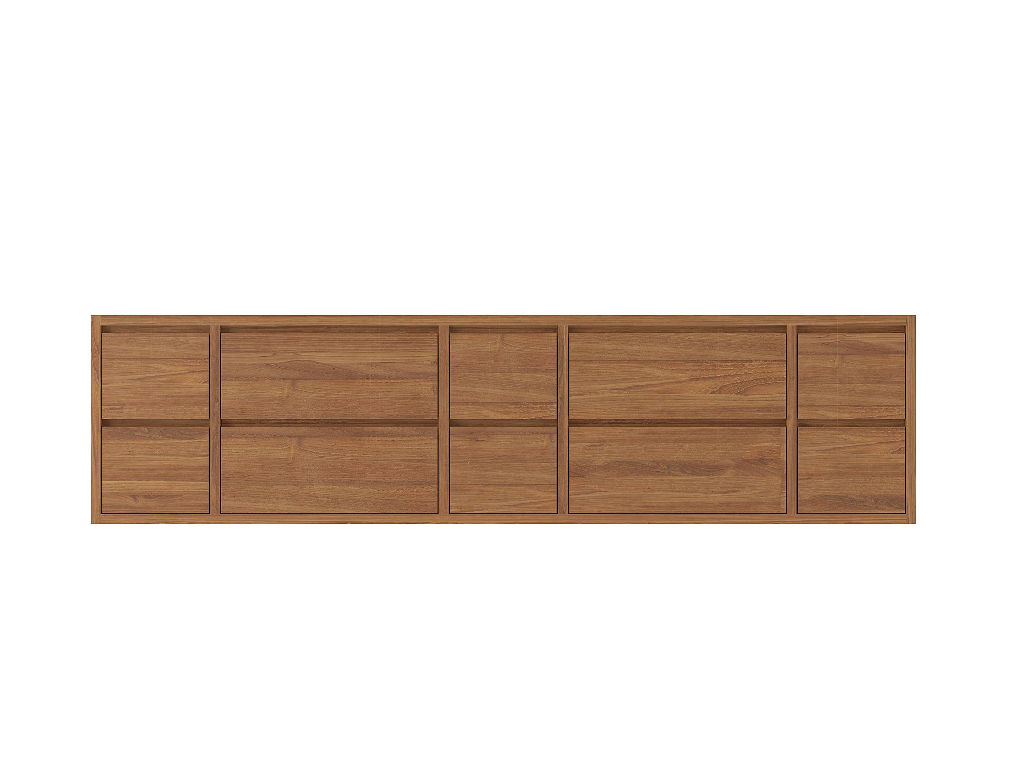 Madison Floating Teak 84 in. W x 22 in. D Double Sink Bathroom Vanity in Dark Natural - Cabinet Only