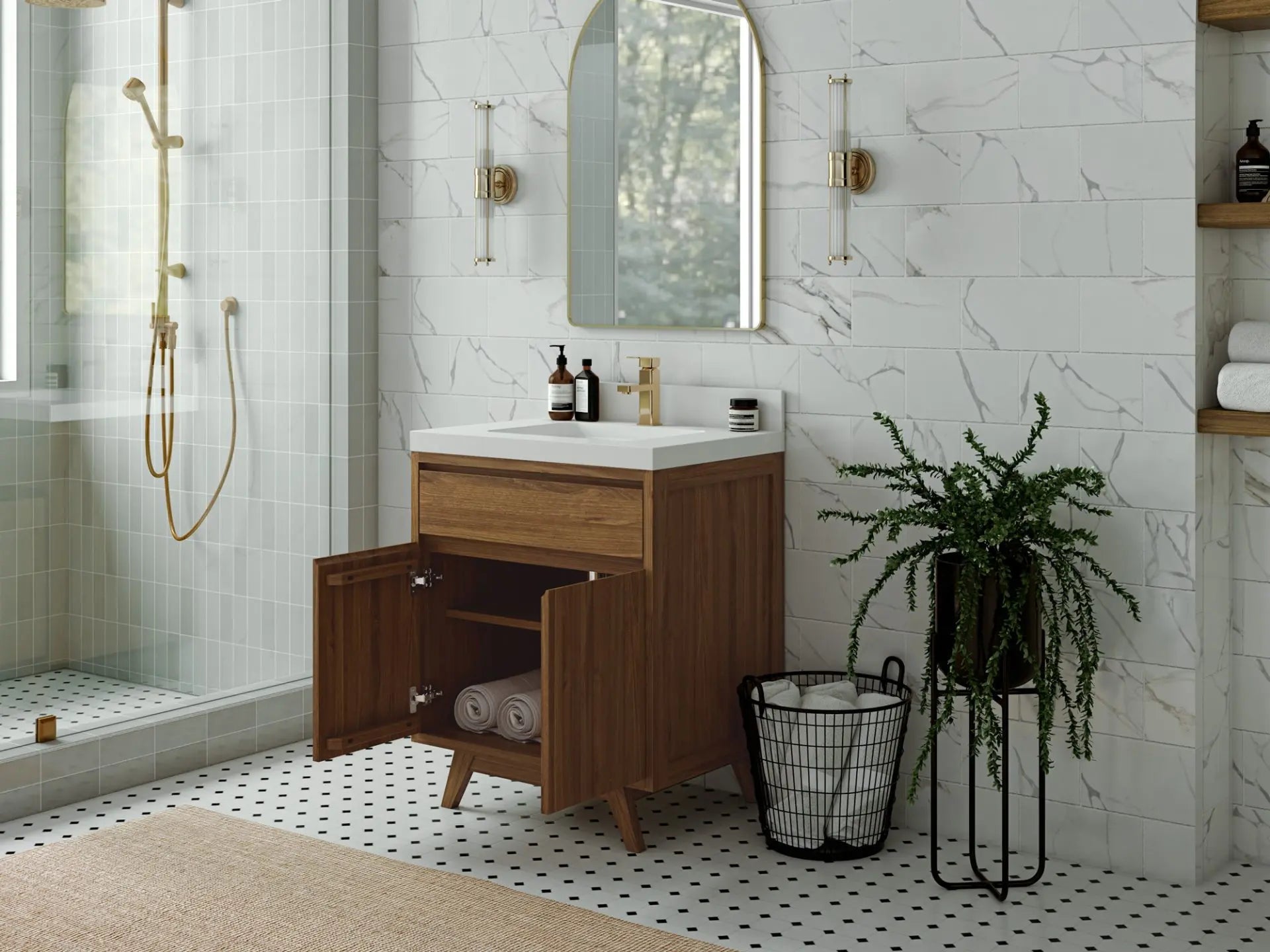 Madison Teak Wood 30 in. W x 22 in. D Single Sink Bathroom Vanity
