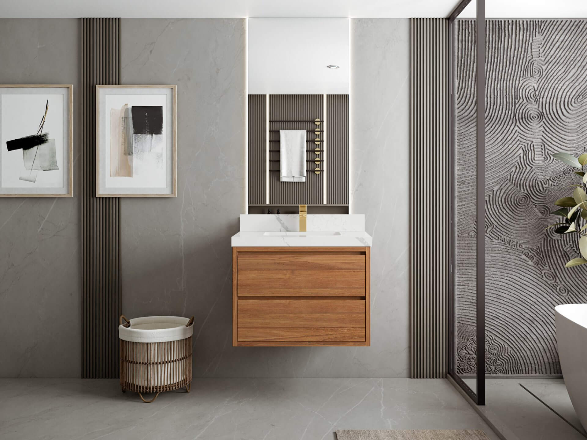 Madison Floating Teak Wood 30 in. W x 22 in. D Single Sink Bathroom Vanity