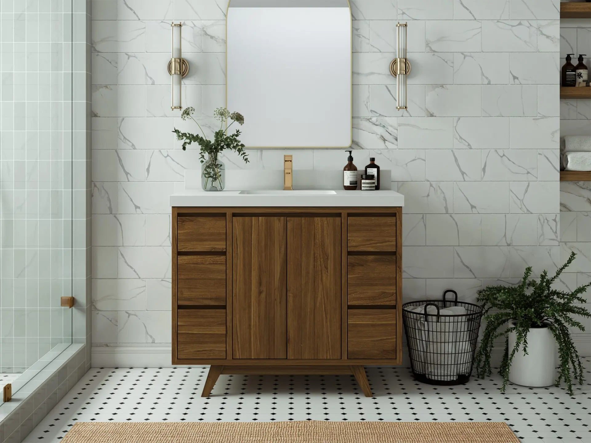 Madison Teak Wood 42 in. W x 22 in. D Single Sink Bathroom Vanity