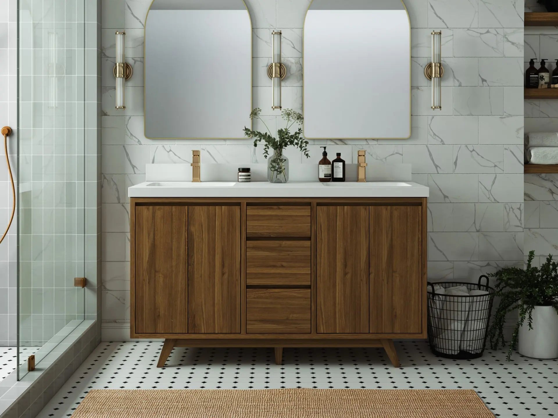 Madison Teak Wood 60 in. W x 22 in. D Double Sink Bathroom Vanity