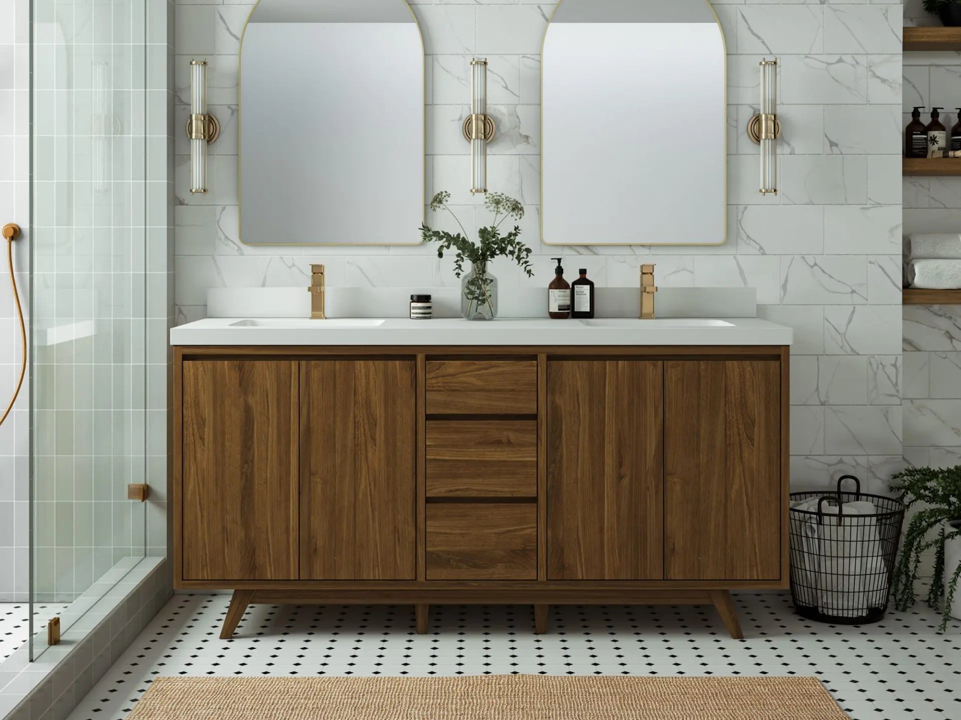 Madison Teak Wood 72 in. W x 22 in. D Double Sink Bathroom Vanity