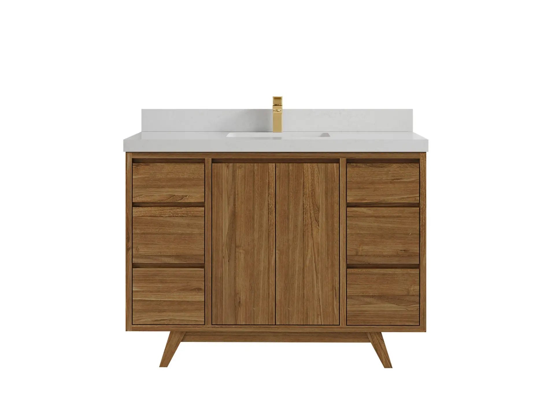 Madison Teak 48 in. W x 22 in. D Single Sink Bathroom Vanity in Dark Natural with 2 in Carrara Quartz Countertop