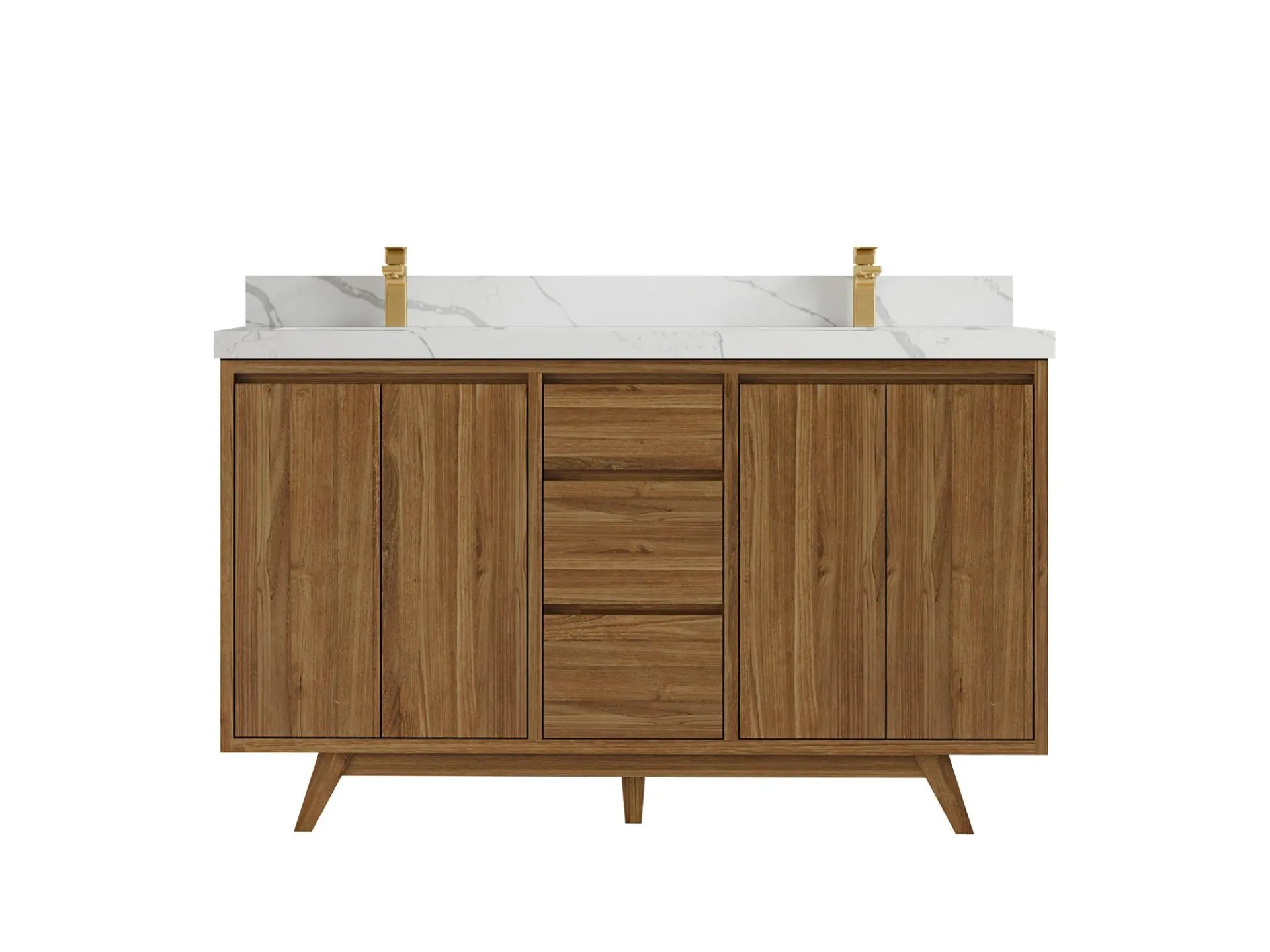 Madison Teak Wood 60 in. W x 22 in. D Double Sink Bathroom Vanity - Willow Bath and Vanity