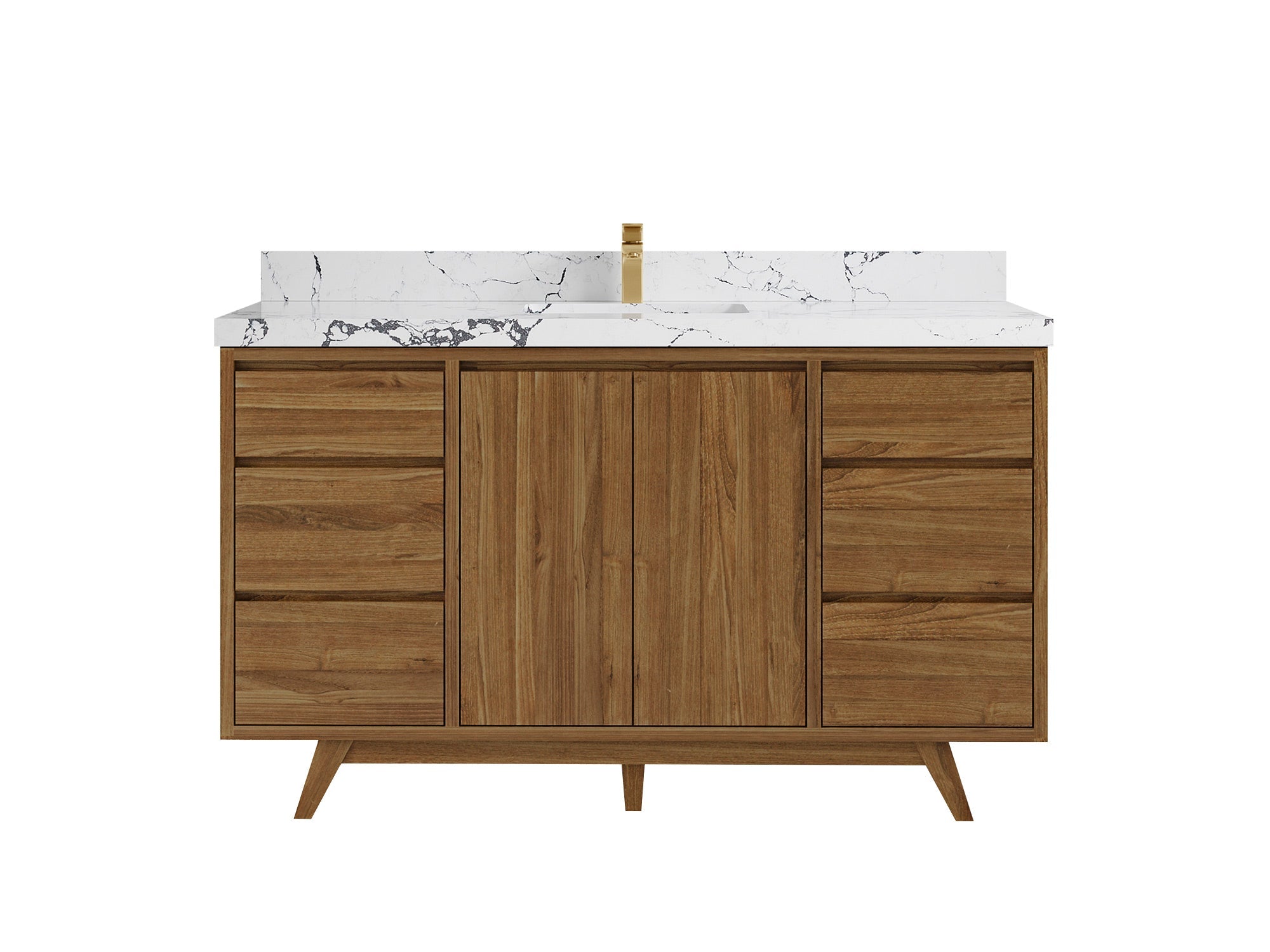 Madison Teak 60 in. W x 22 in. D Single Sink Bathroom Vanity in Dark Natural with 2 in Viola Night Quartz Countertop