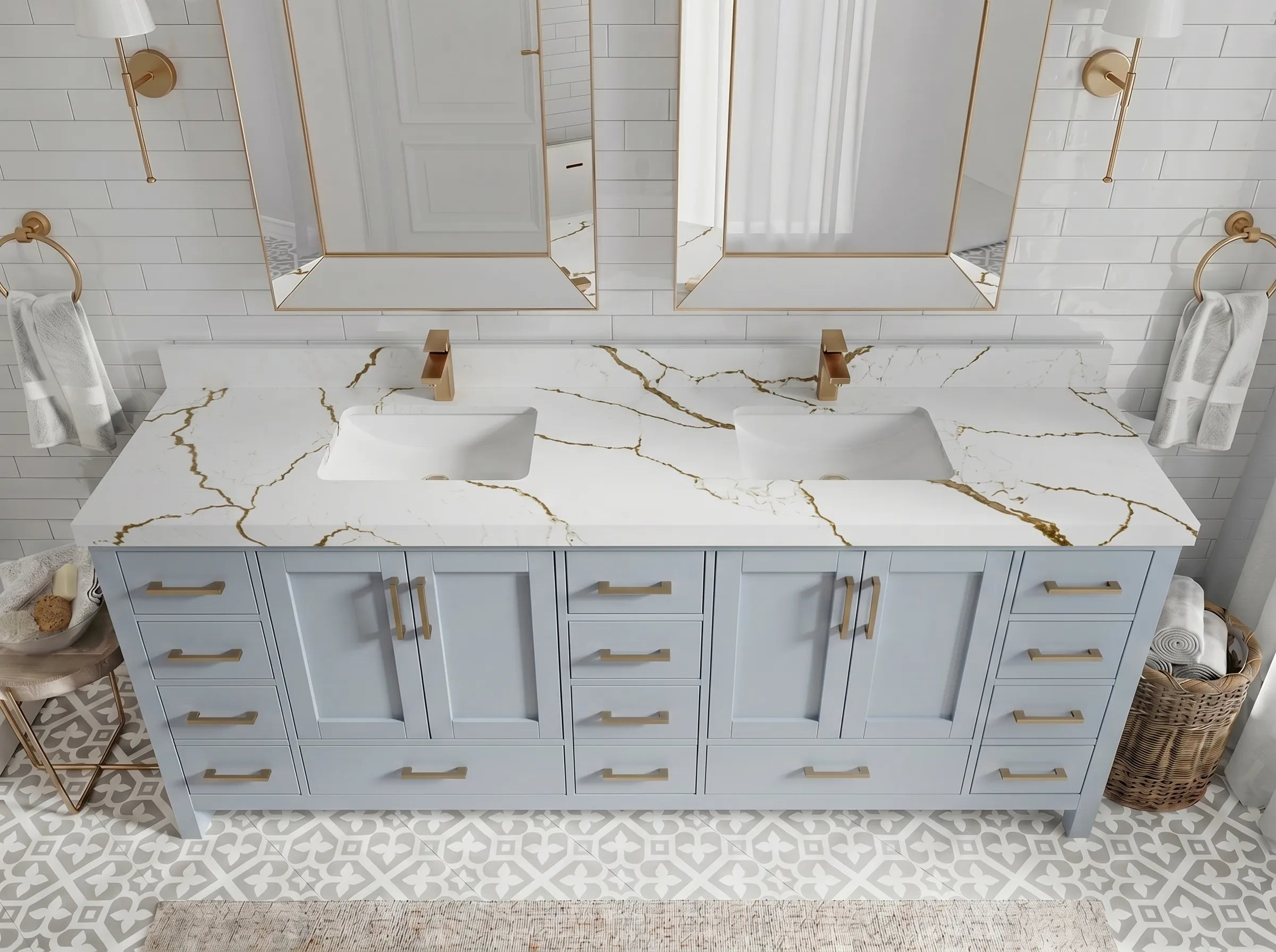 Malibu 84 in. W x 22 in. D Double Sink Bathroom Vanity