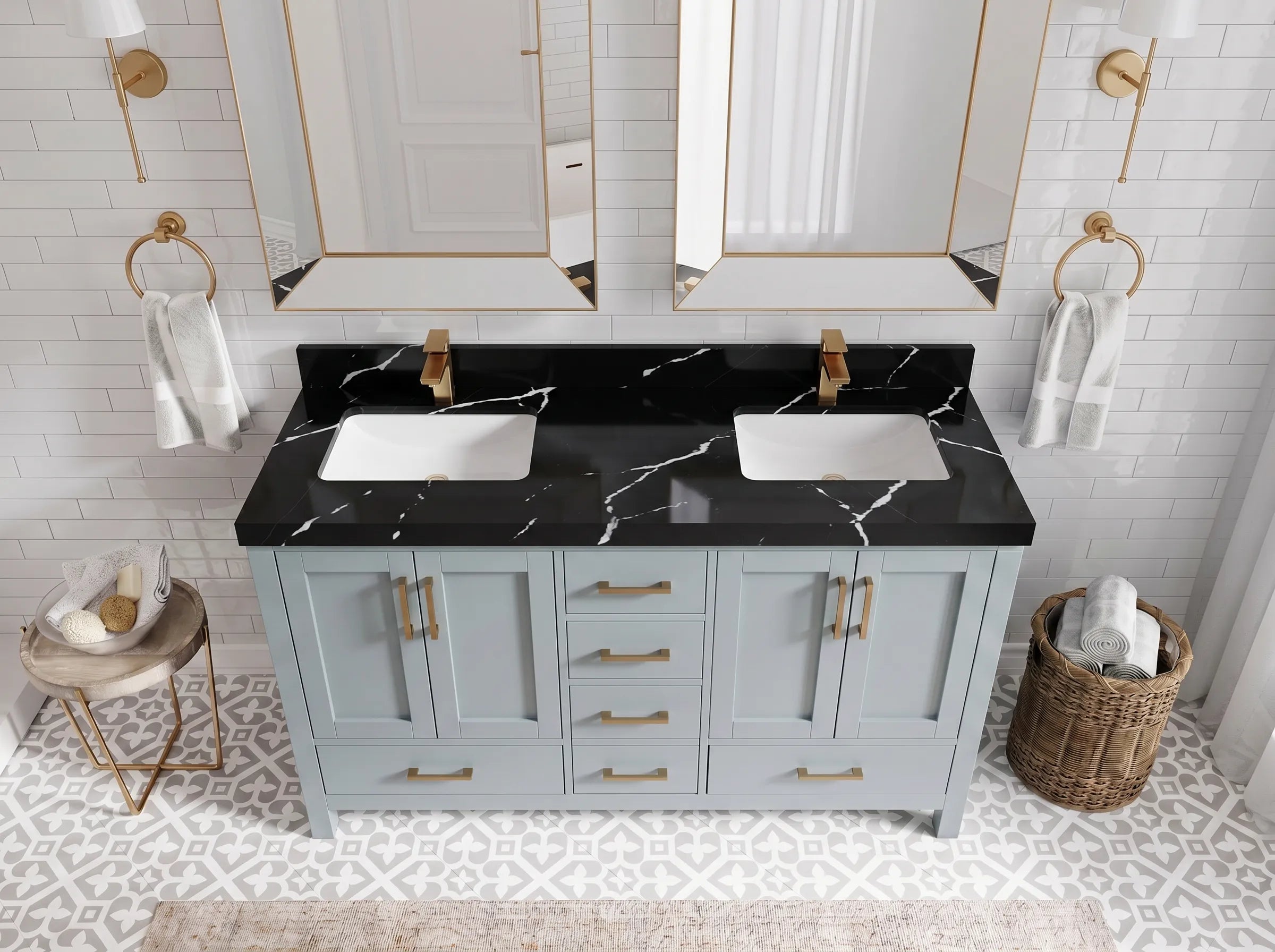 Malibu 60 in. W x 22 in. D Double Sink Bathroom Vanity