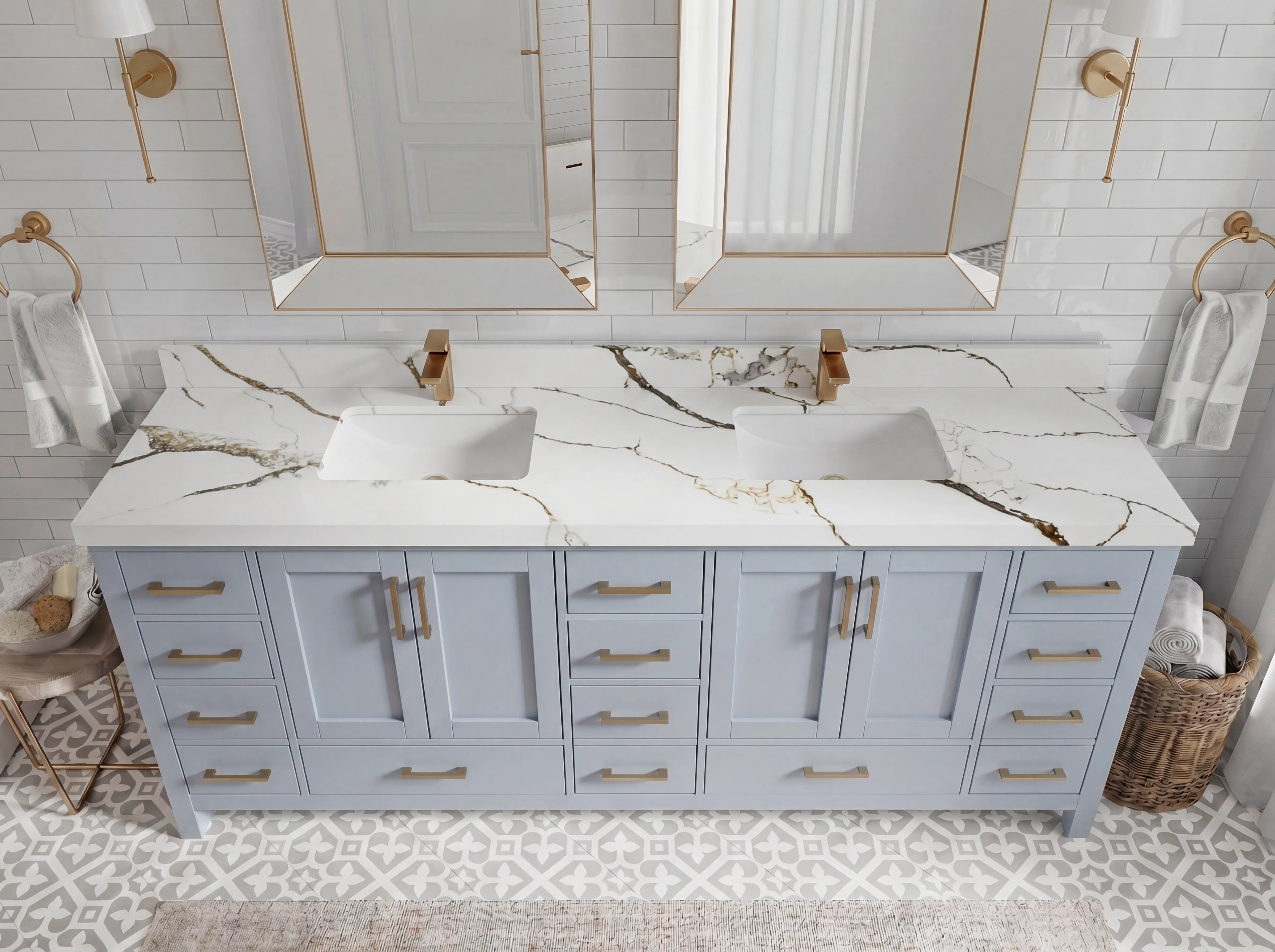 Malibu 84 in. W x 22 in. D Double Sink Bathroom Vanity