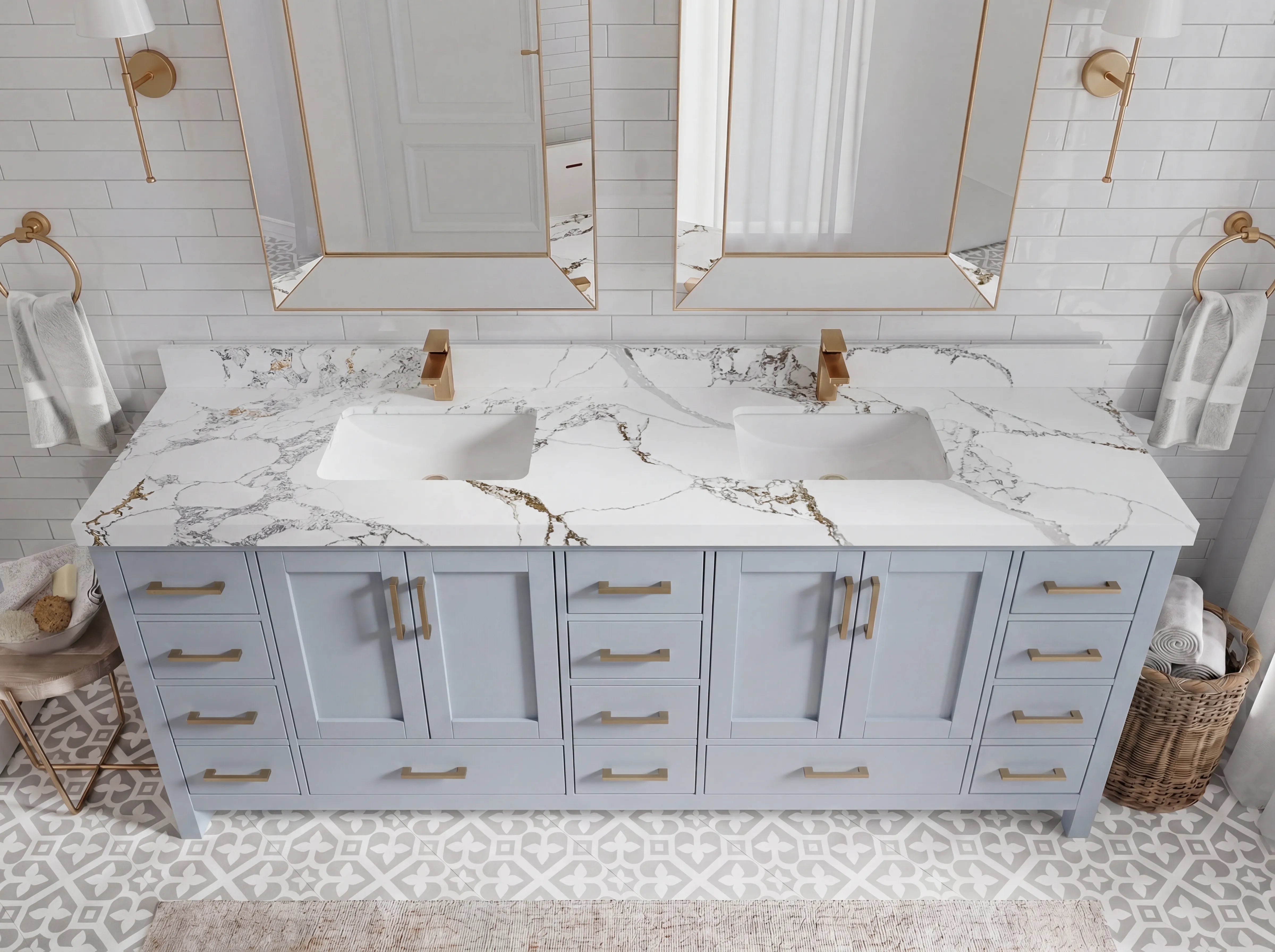 Malibu 84 in. W x 22 in. D Double Sink Bathroom Vanity