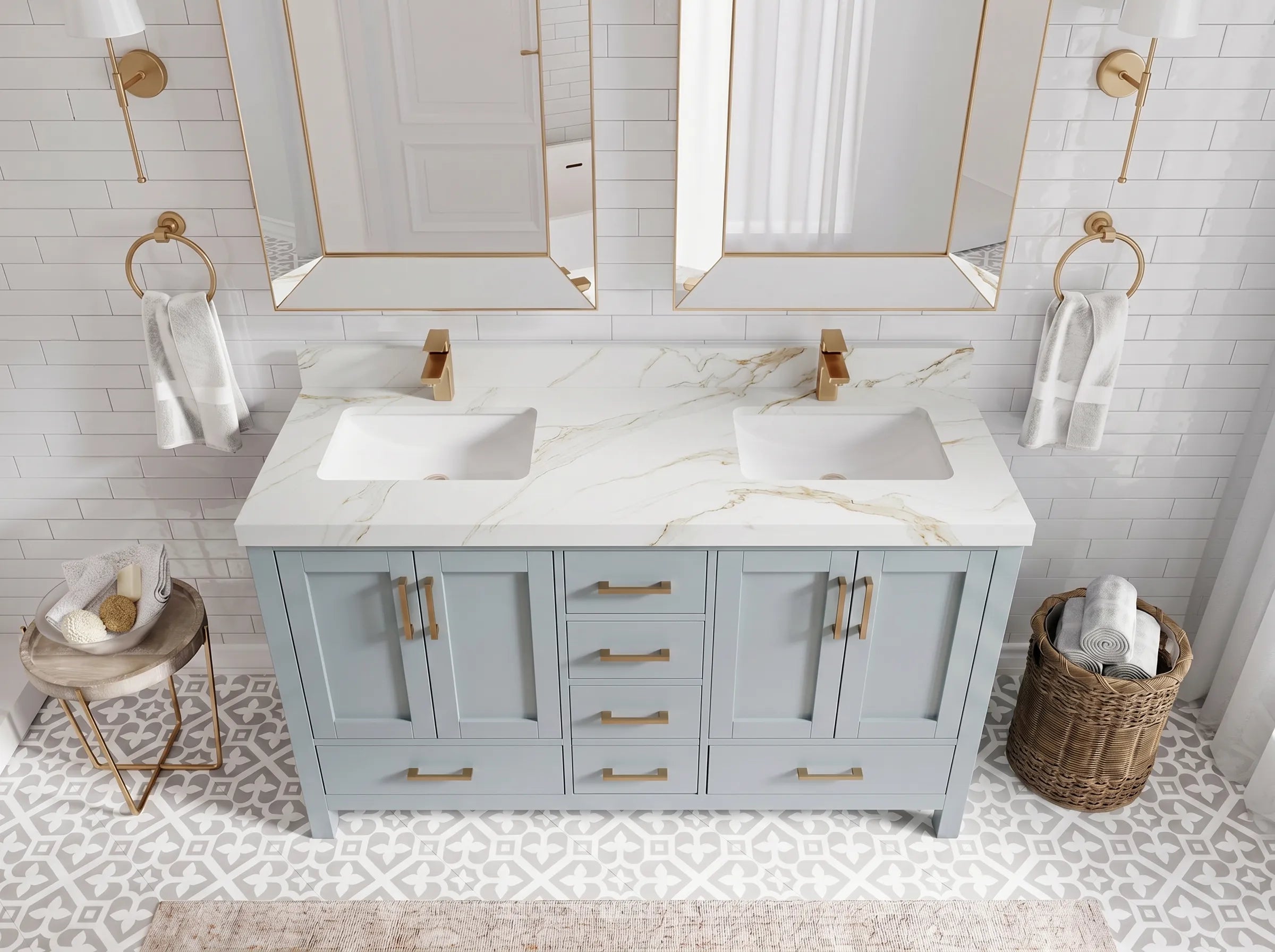 Malibu 60 in. W x 22 in. D Double Sink Bathroom Vanity