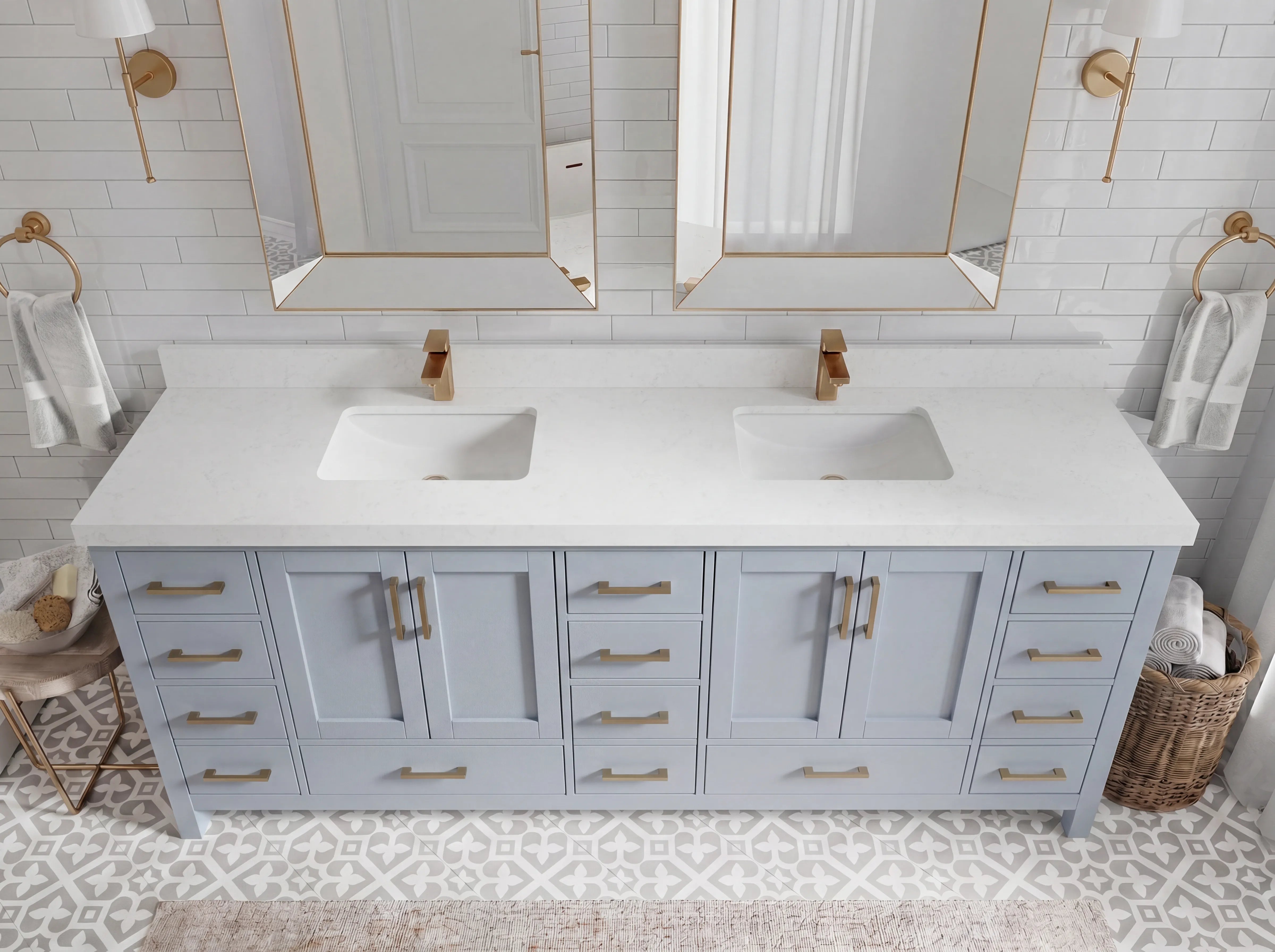 Malibu 84 in. W x 22 in. D Double Sink Bathroom Vanity