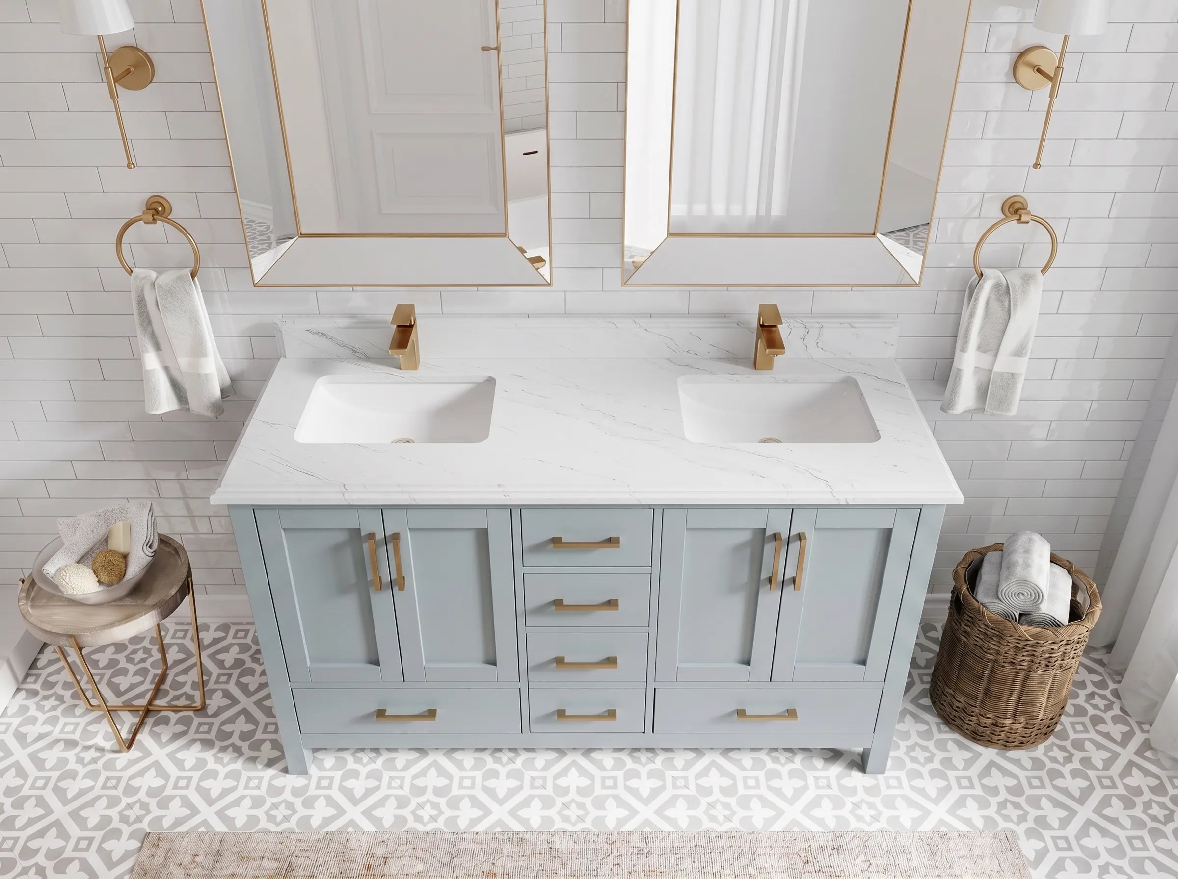 Malibu 60 in. W x 22 in. D Double Sink Bathroom Vanity