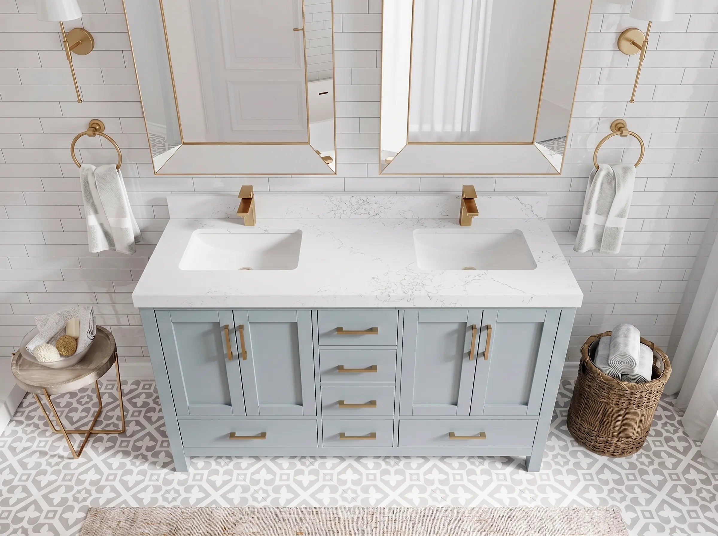 Malibu 60 in. W x 22 in. D Double Sink Bathroom Vanity