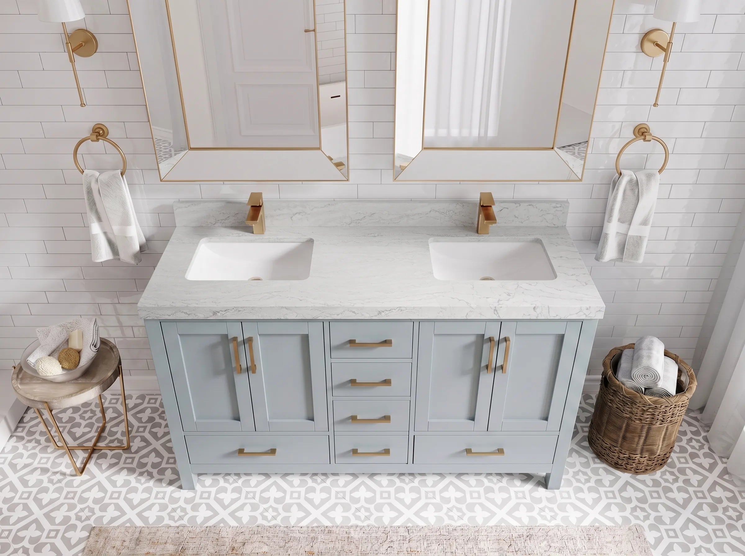 Malibu 60 in. W x 22 in. D Double Sink Bathroom Vanity