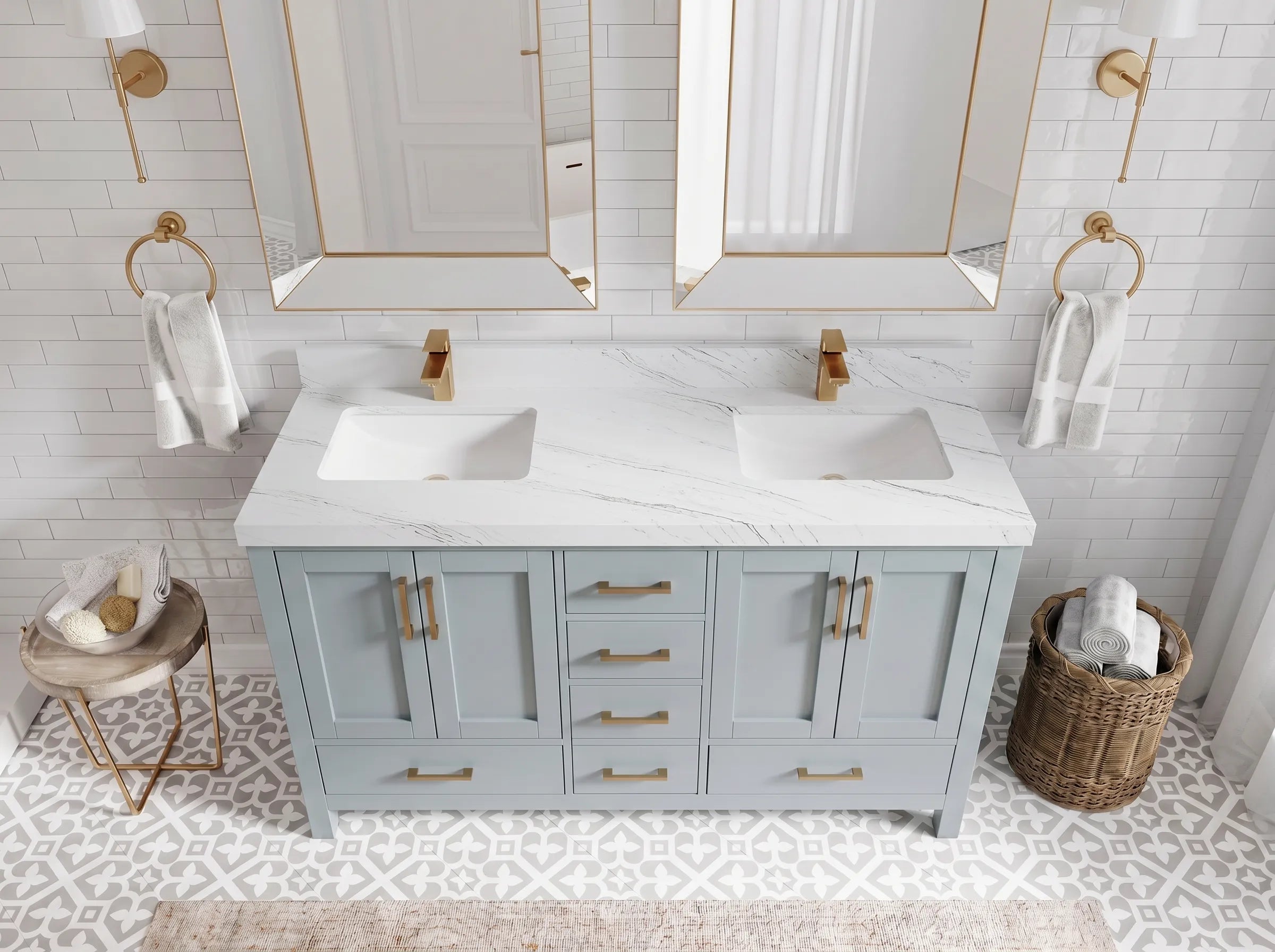 Malibu 60 in. W x 22 in. D Double Sink Bathroom Vanity