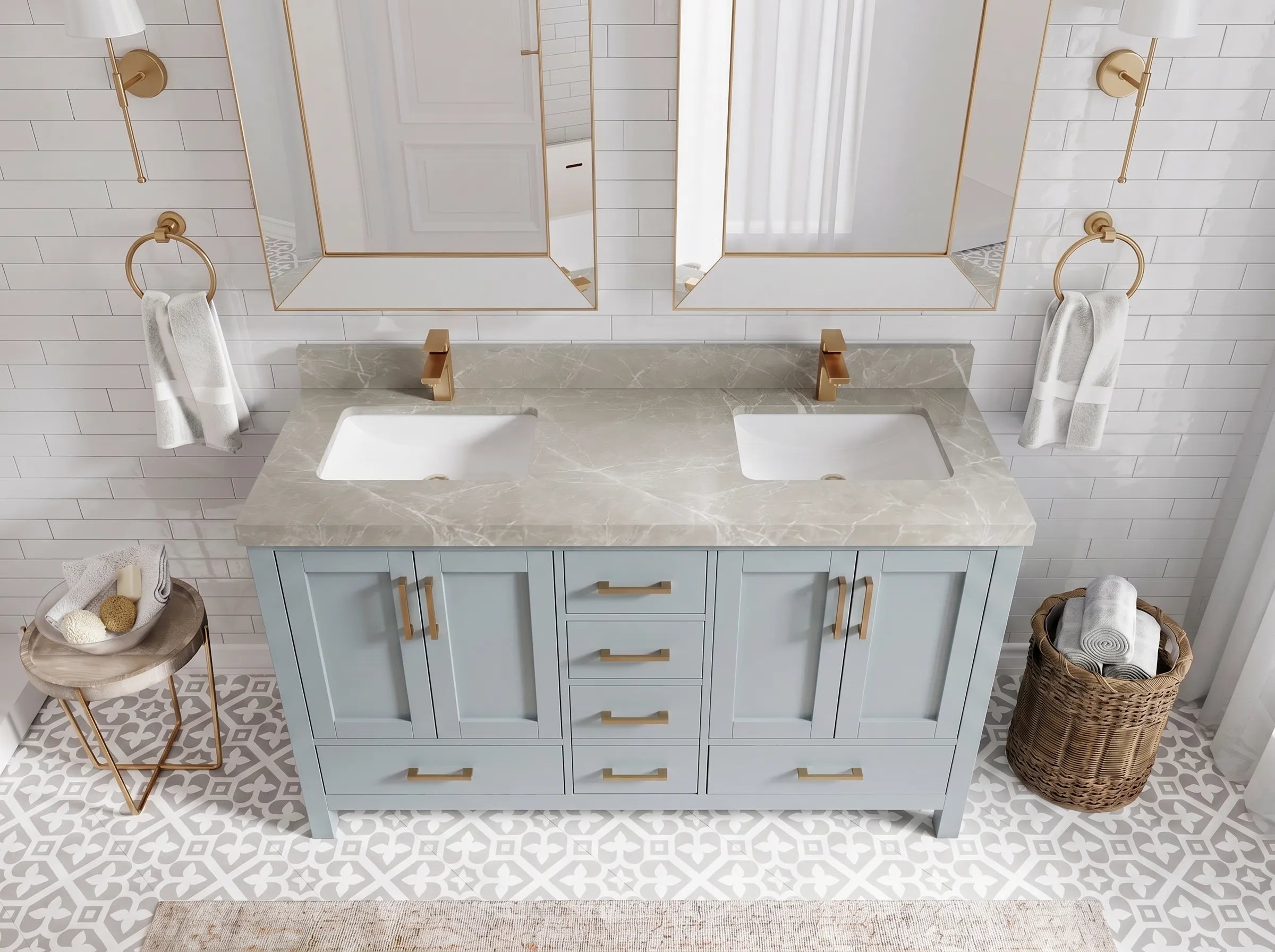 Malibu 60 in. W x 22 in. D Double Sink Bathroom Vanity
