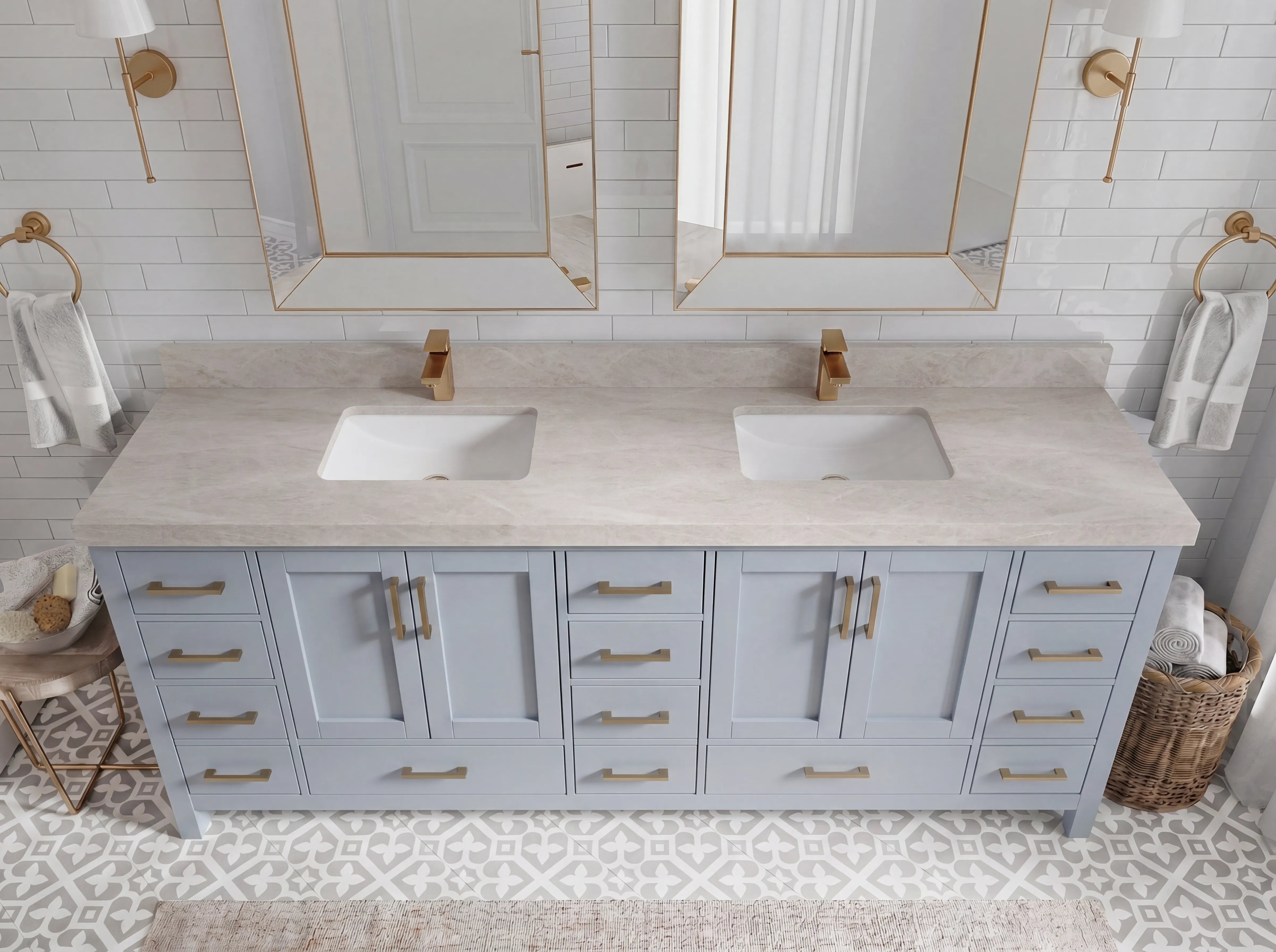 Malibu 84 in. W x 22 in. D Double Sink Bathroom Vanity