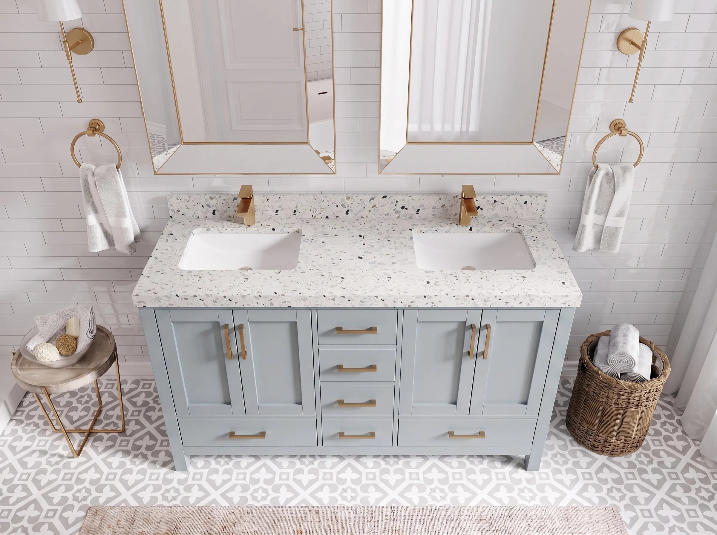 Malibu 60 in. W x 22 in. D Double Sink Bathroom Vanity
