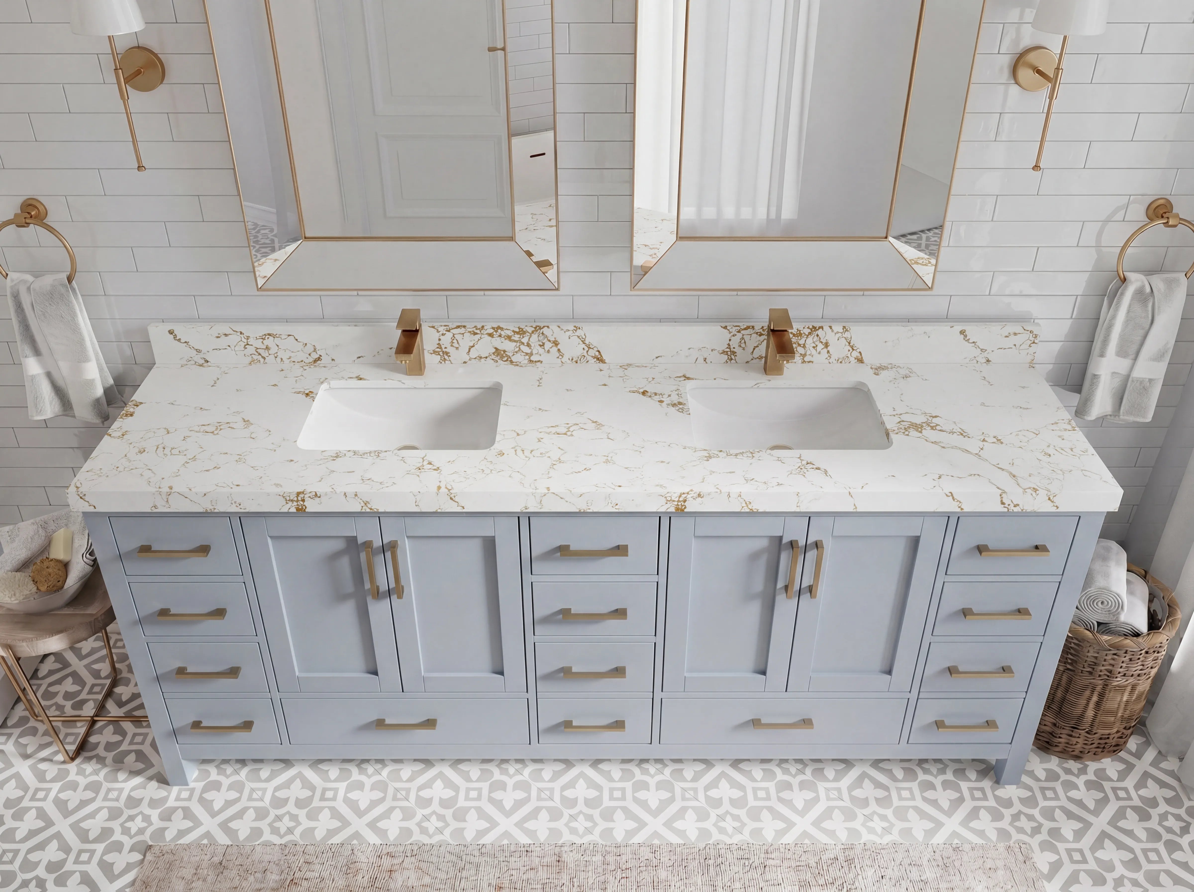 Malibu 84 in. W x 22 in. D Double Sink Bathroom Vanity