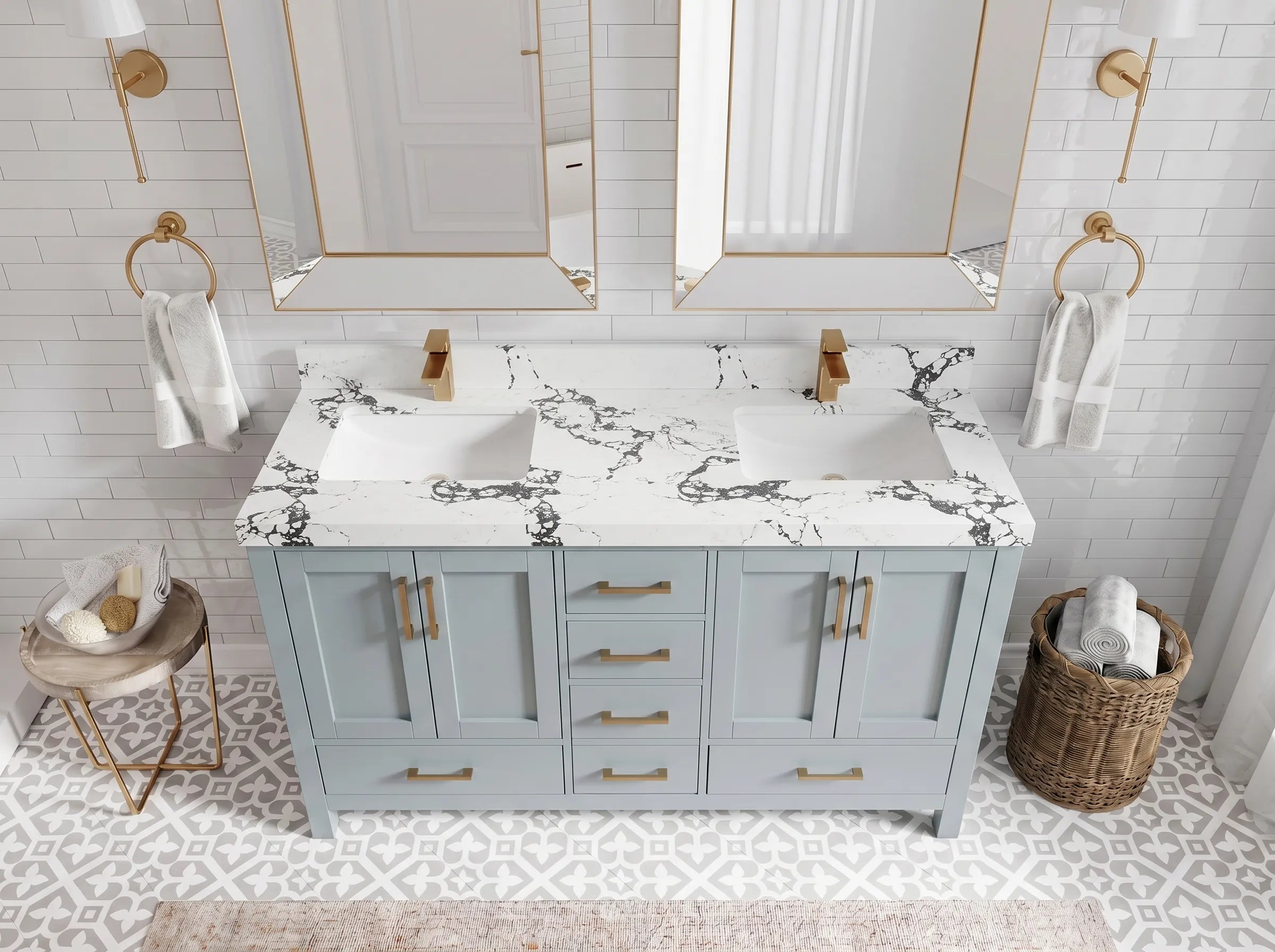 Malibu 60 in. W x 22 in. D Double Sink Bathroom Vanity