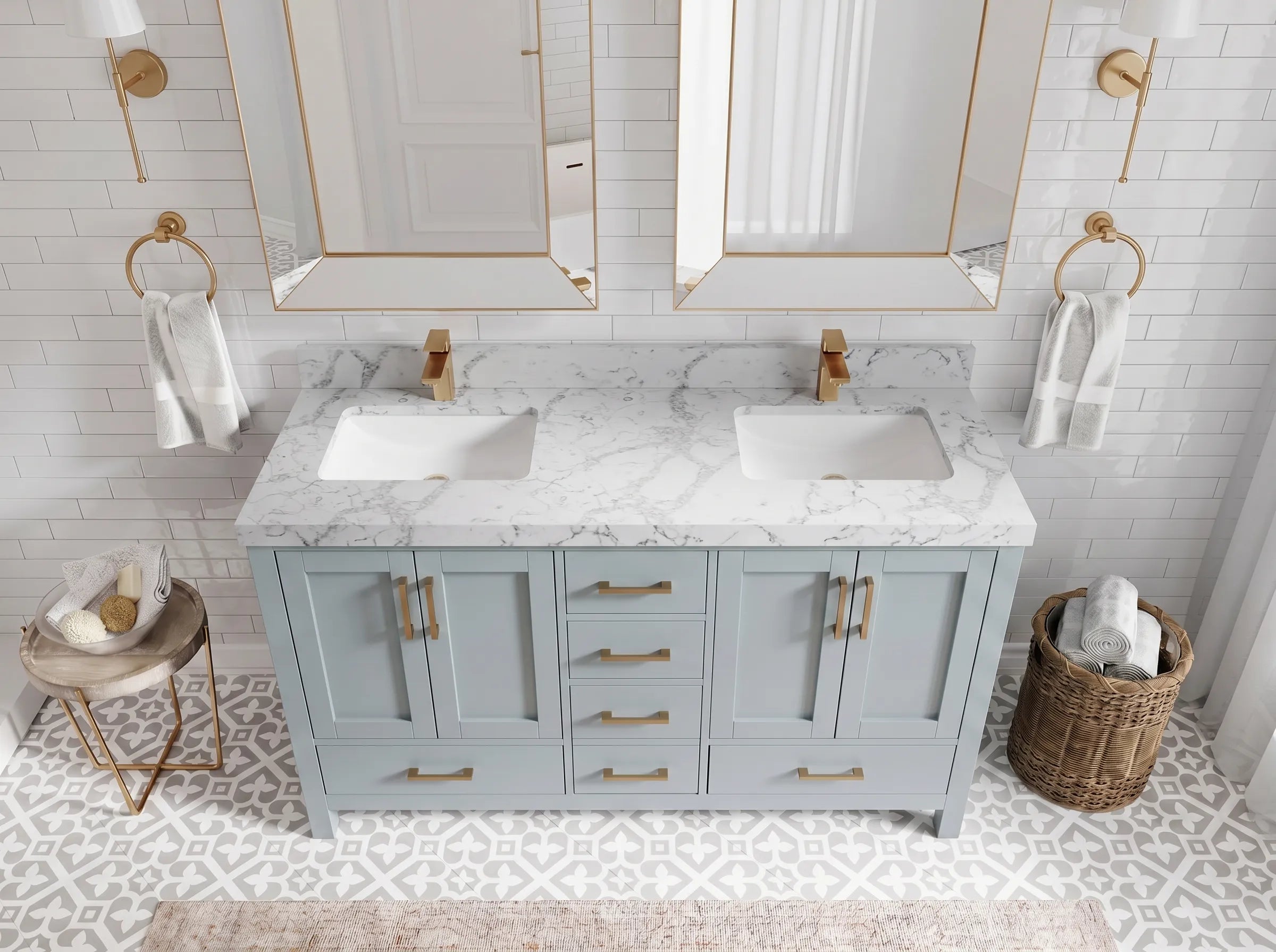 Malibu 60 in. W x 22 in. D Double Sink Bathroom Vanity