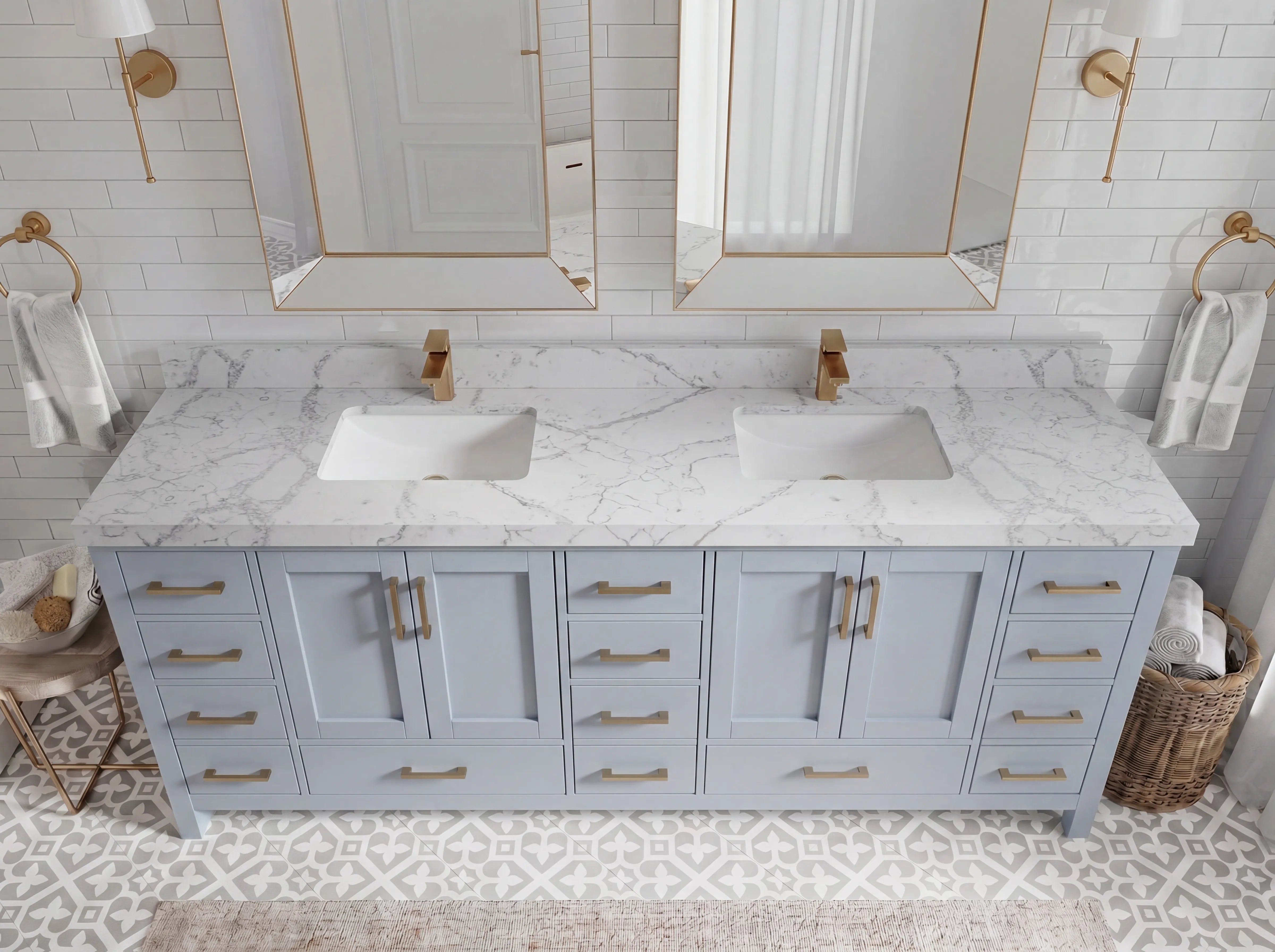 Malibu 84 in. W x 22 in. D Double Sink Bathroom Vanity