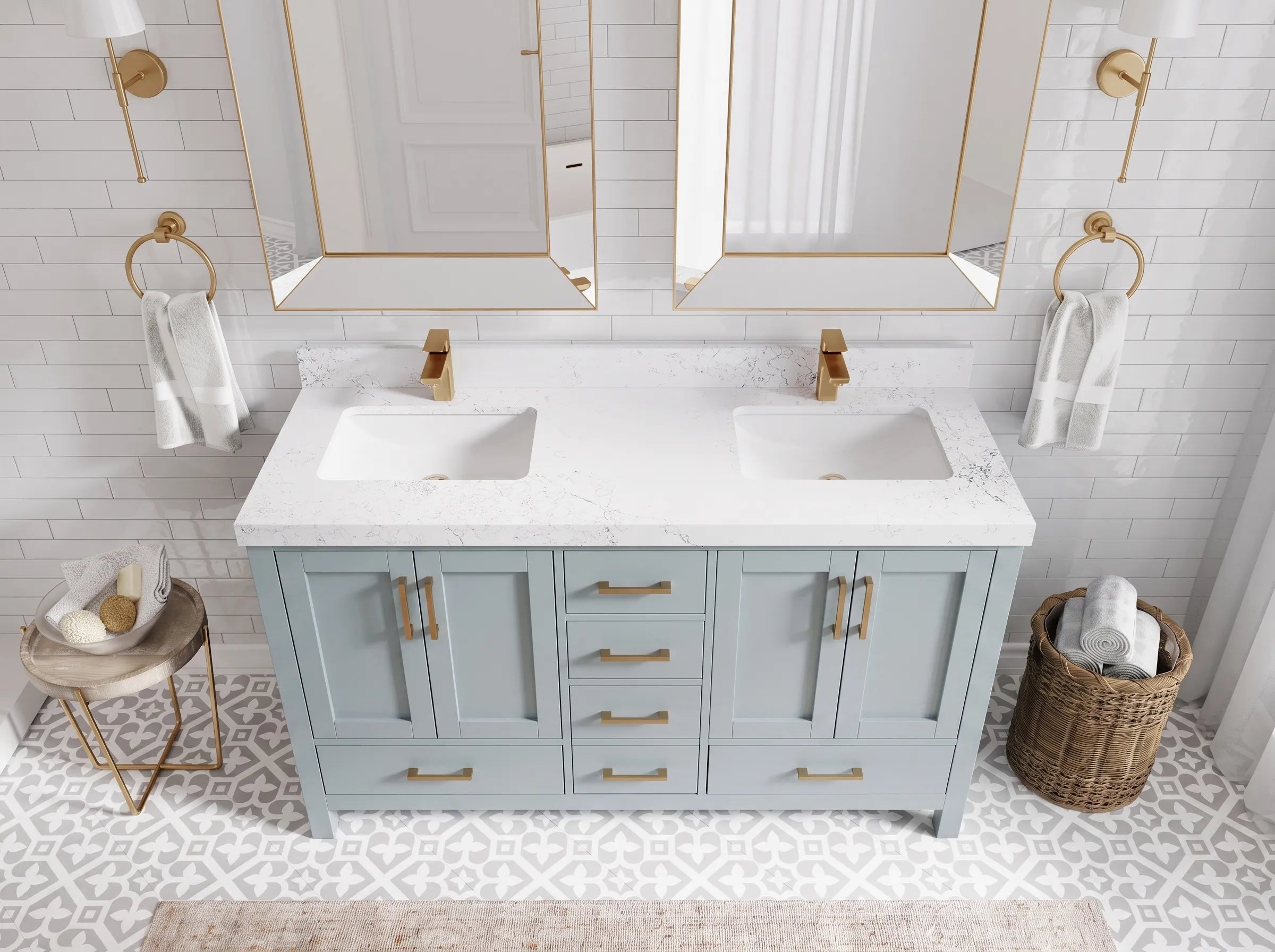 Malibu 60 in. W x 22 in. D Double Sink Bathroom Vanity