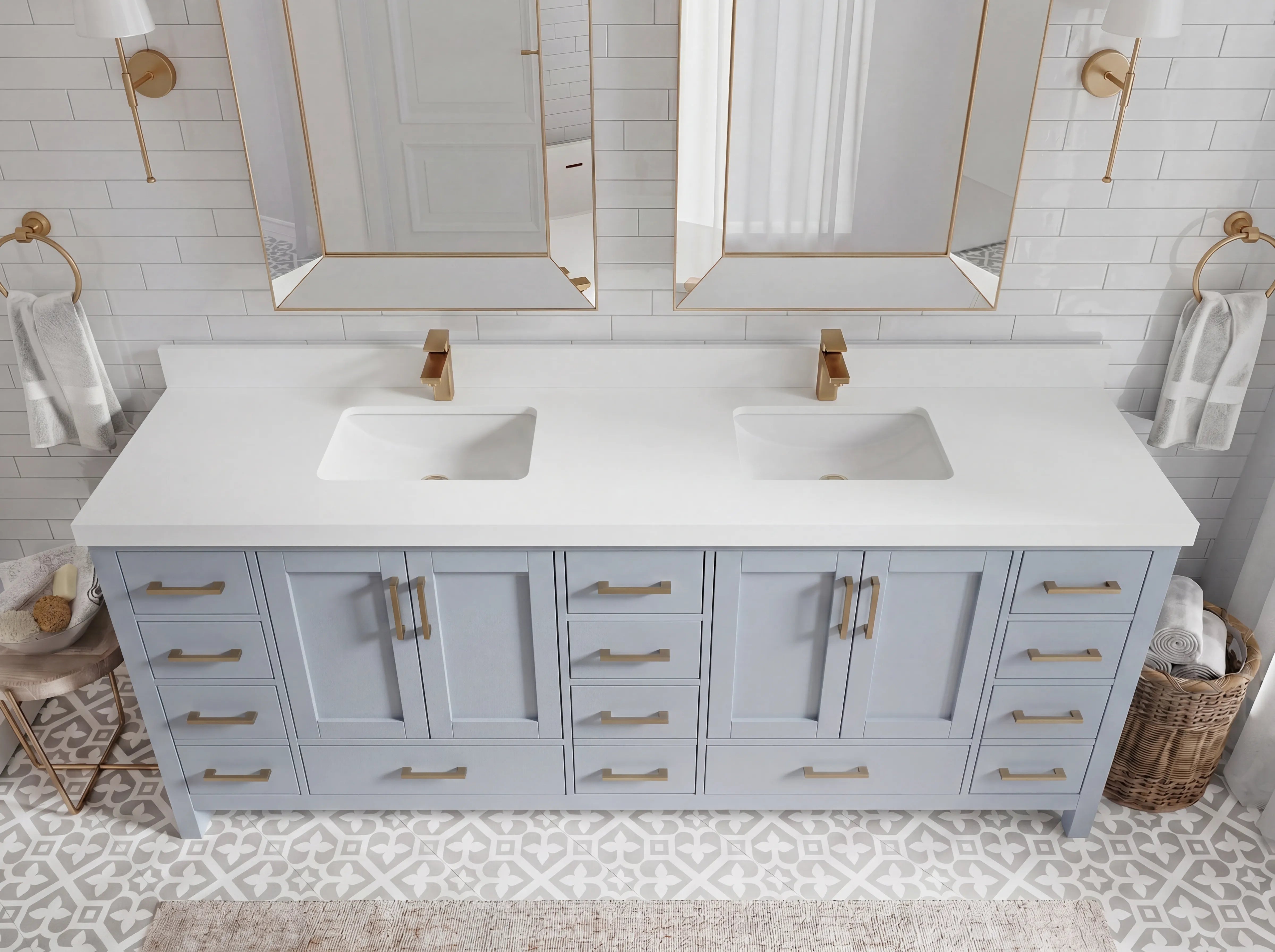 Malibu 84 in. W x 22 in. D Double Sink Bathroom Vanity