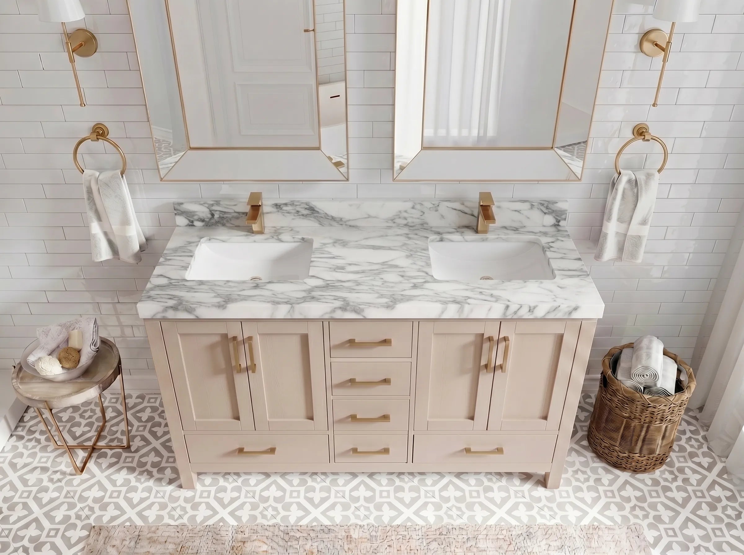 Malibu 60 in. W x 22 in. D Double Sink Bathroom Vanity