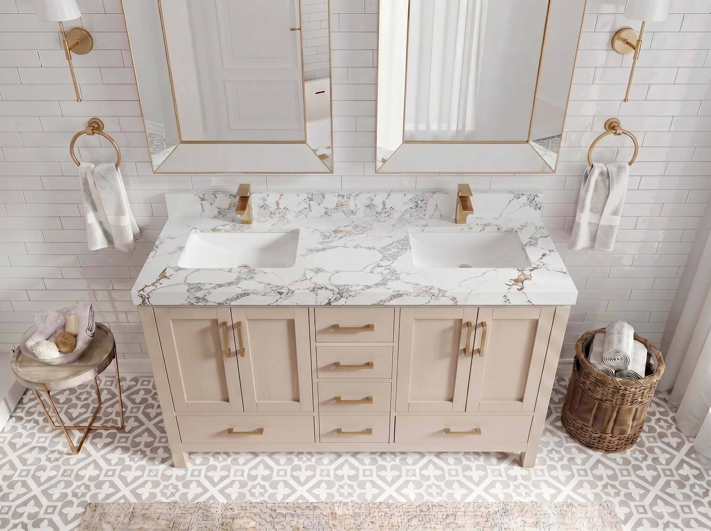 Malibu 60 in. W x 22 in. D Double Sink Bathroom Vanity