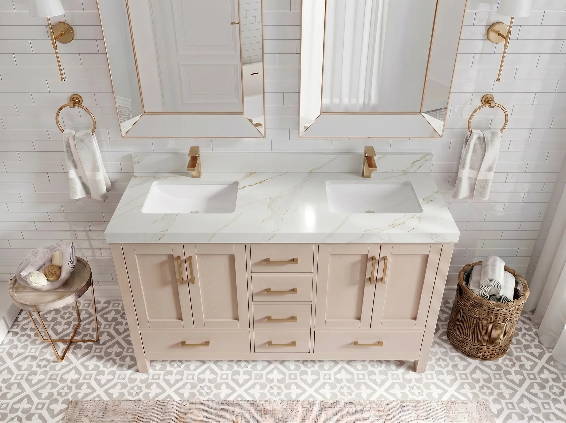 Malibu 60 in. W x 22 in. D Double Sink Bathroom Vanity
