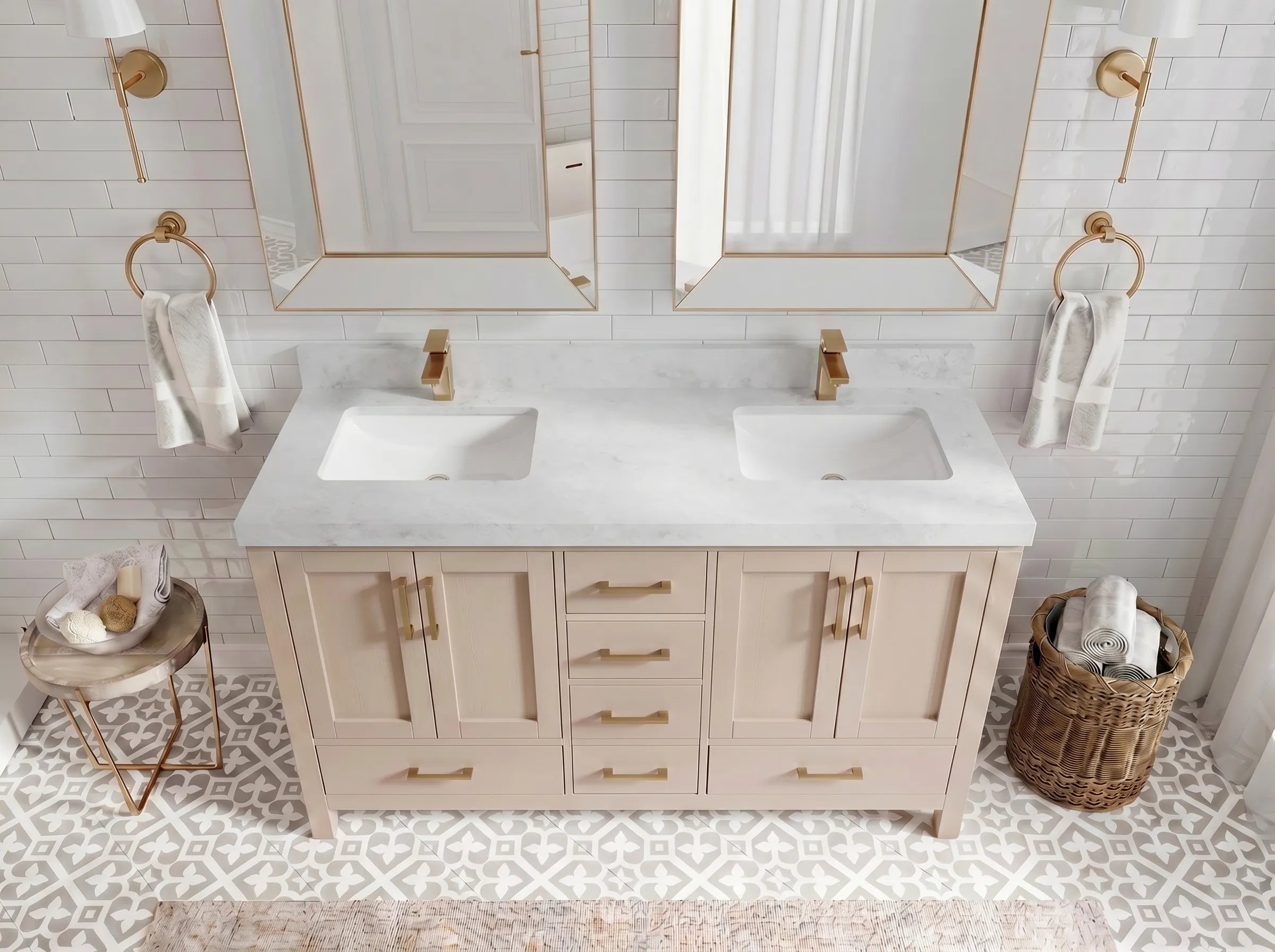 Malibu 60 in. W x 22 in. D Double Sink Bathroom Vanity