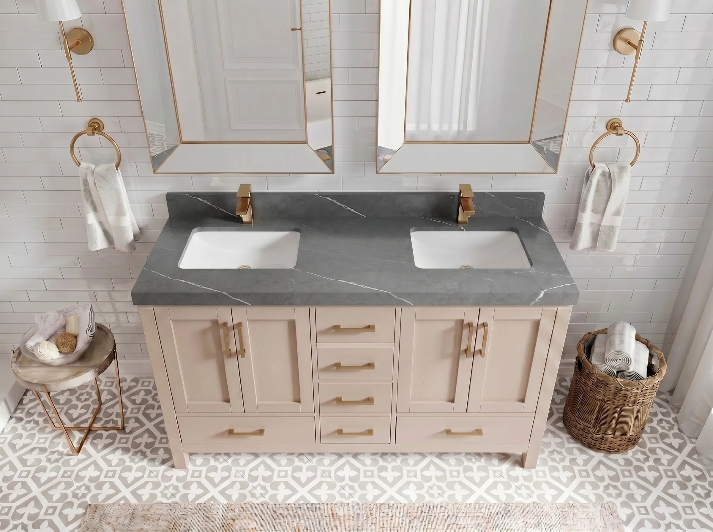 Malibu 60 in. W x 22 in. D Double Sink Bathroom Vanity