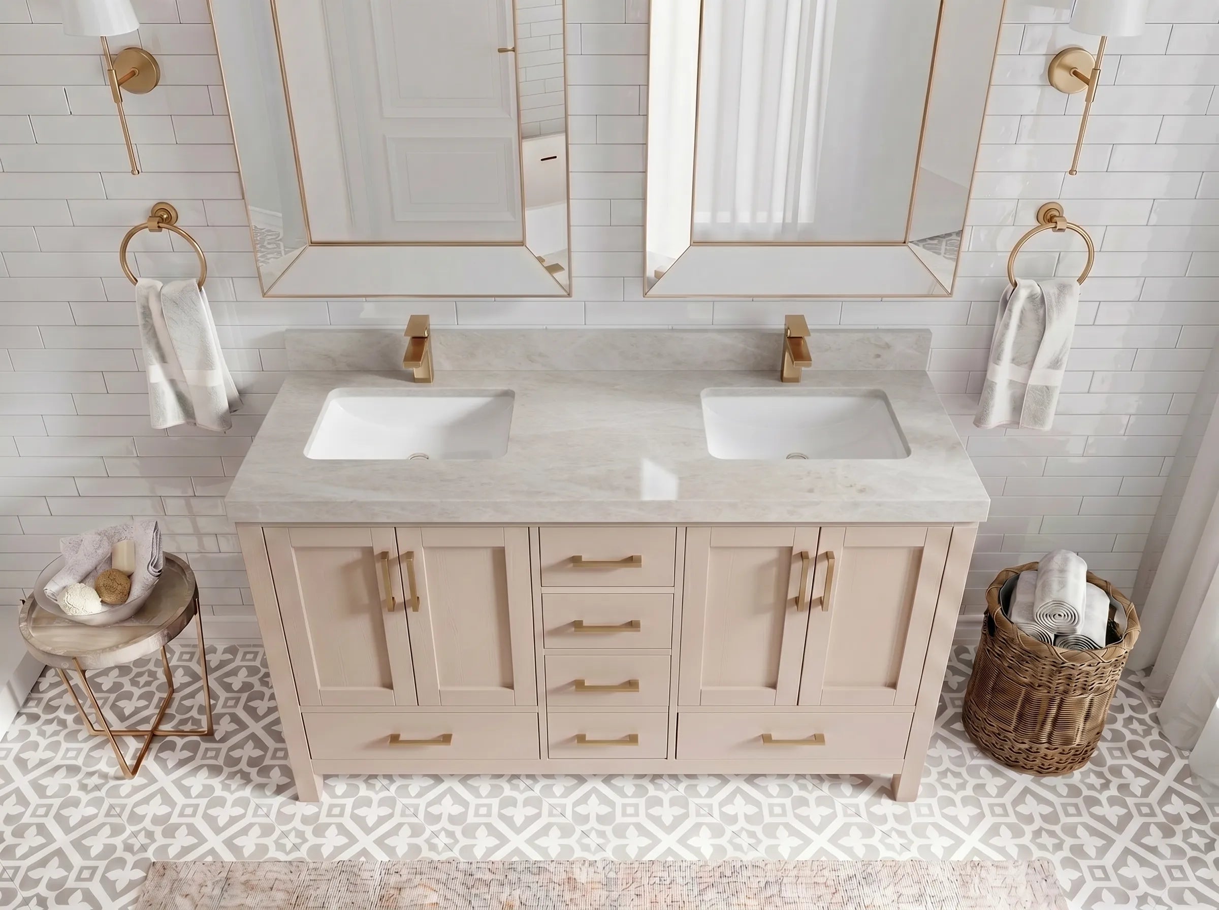 Malibu 60 in. W x 22 in. D Double Sink Bathroom Vanity