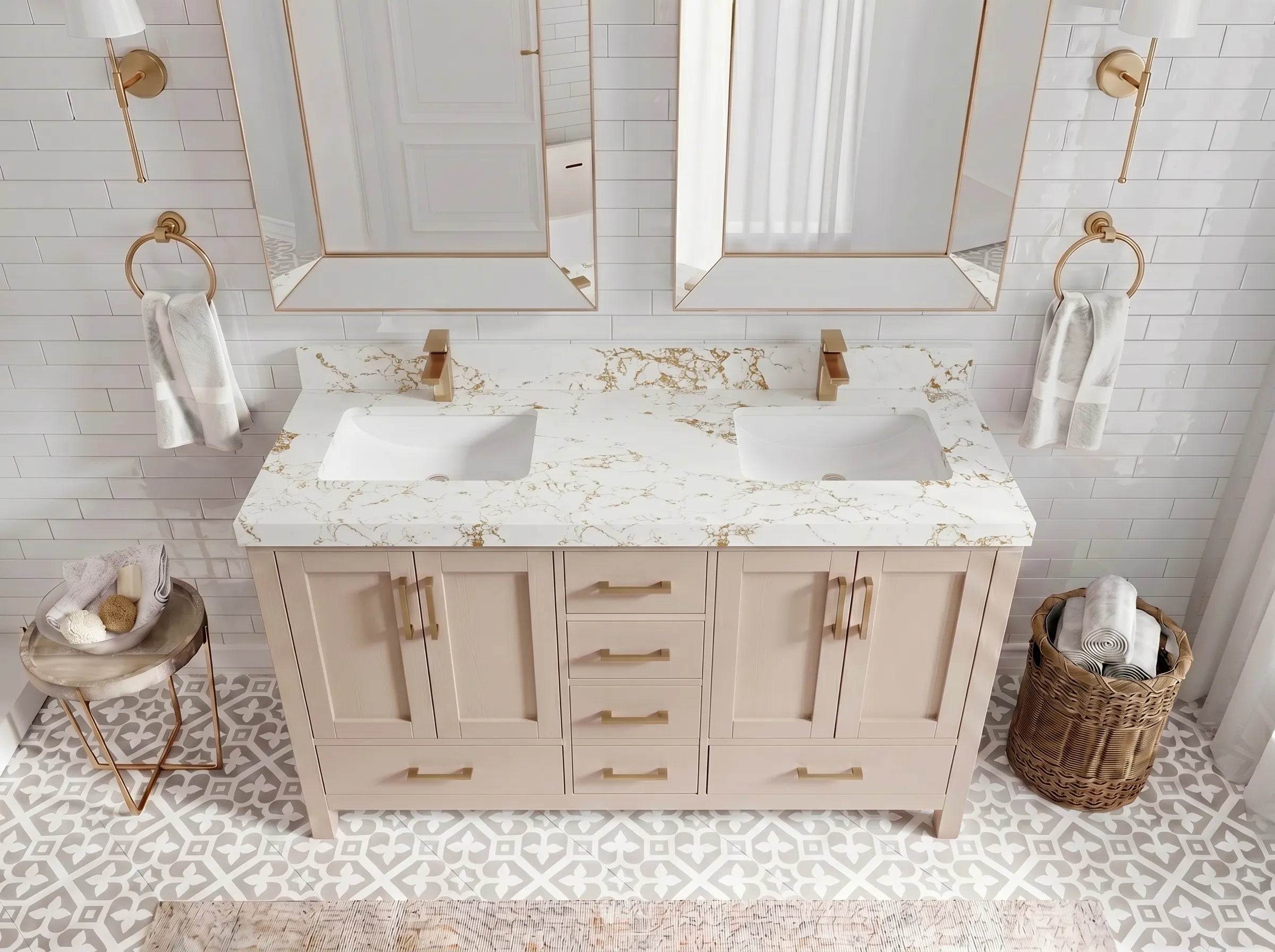 Malibu 60 in. W x 22 in. D Double Sink Bathroom Vanity