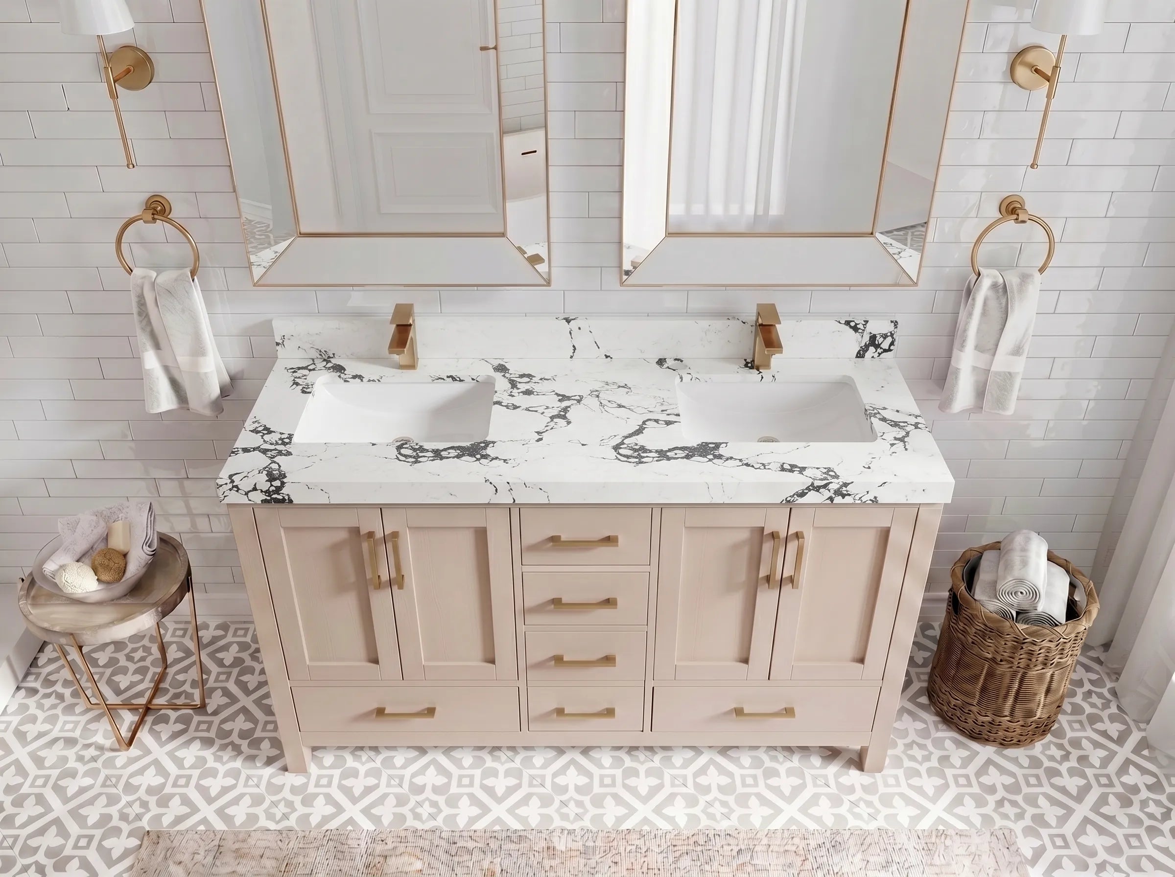Malibu 60 in. W x 22 in. D Double Sink Bathroom Vanity