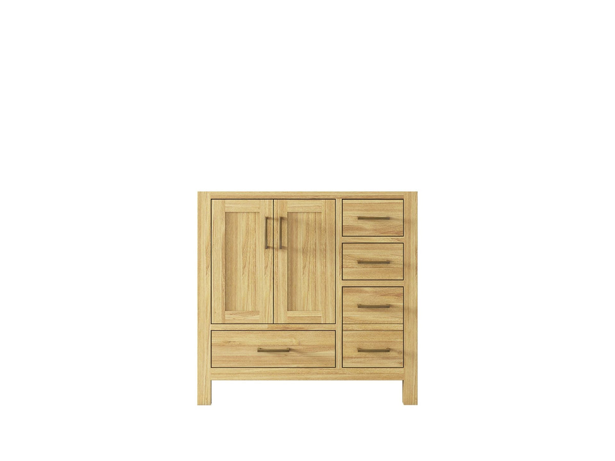 Malibu Teak Wood 36 in. W x 22 in. D Left Offset Sink Bathroom Vanity