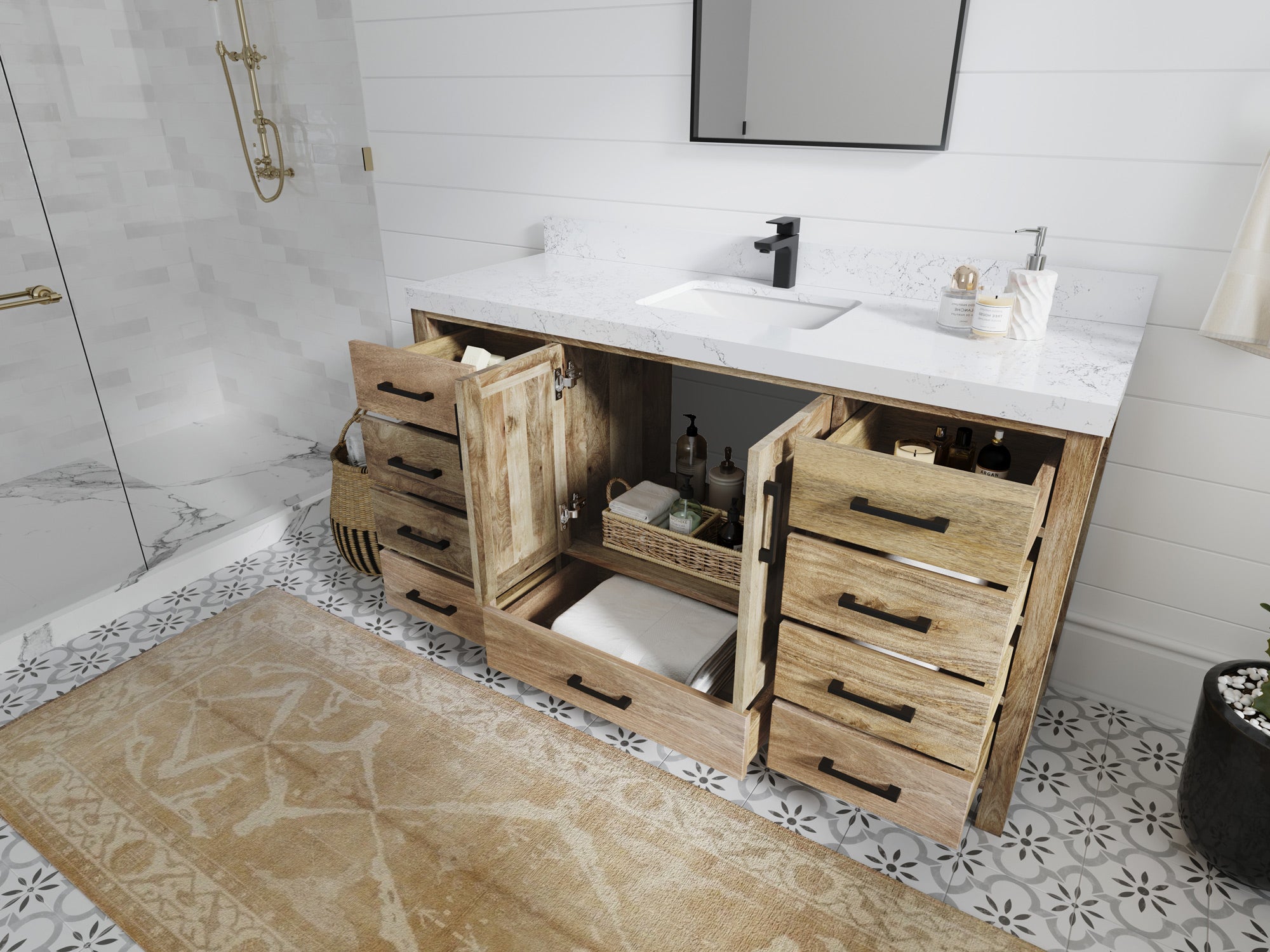 Malibu Mango Wood 60 in. W x 22 in. D Single Sink Bathroom Vanity