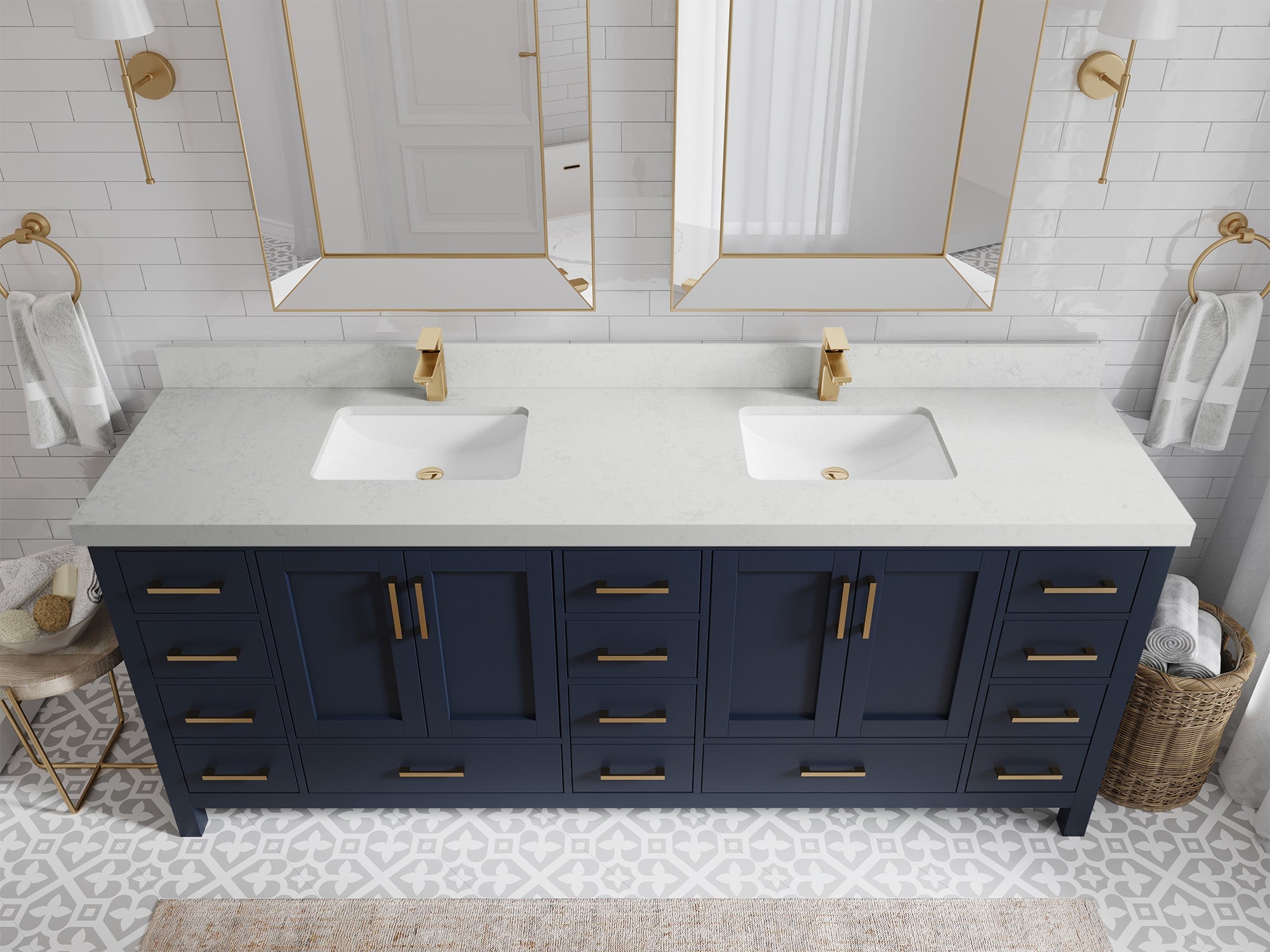 Malibu 84 in. W x 22 in. D Double Sink Bathroom Vanity
