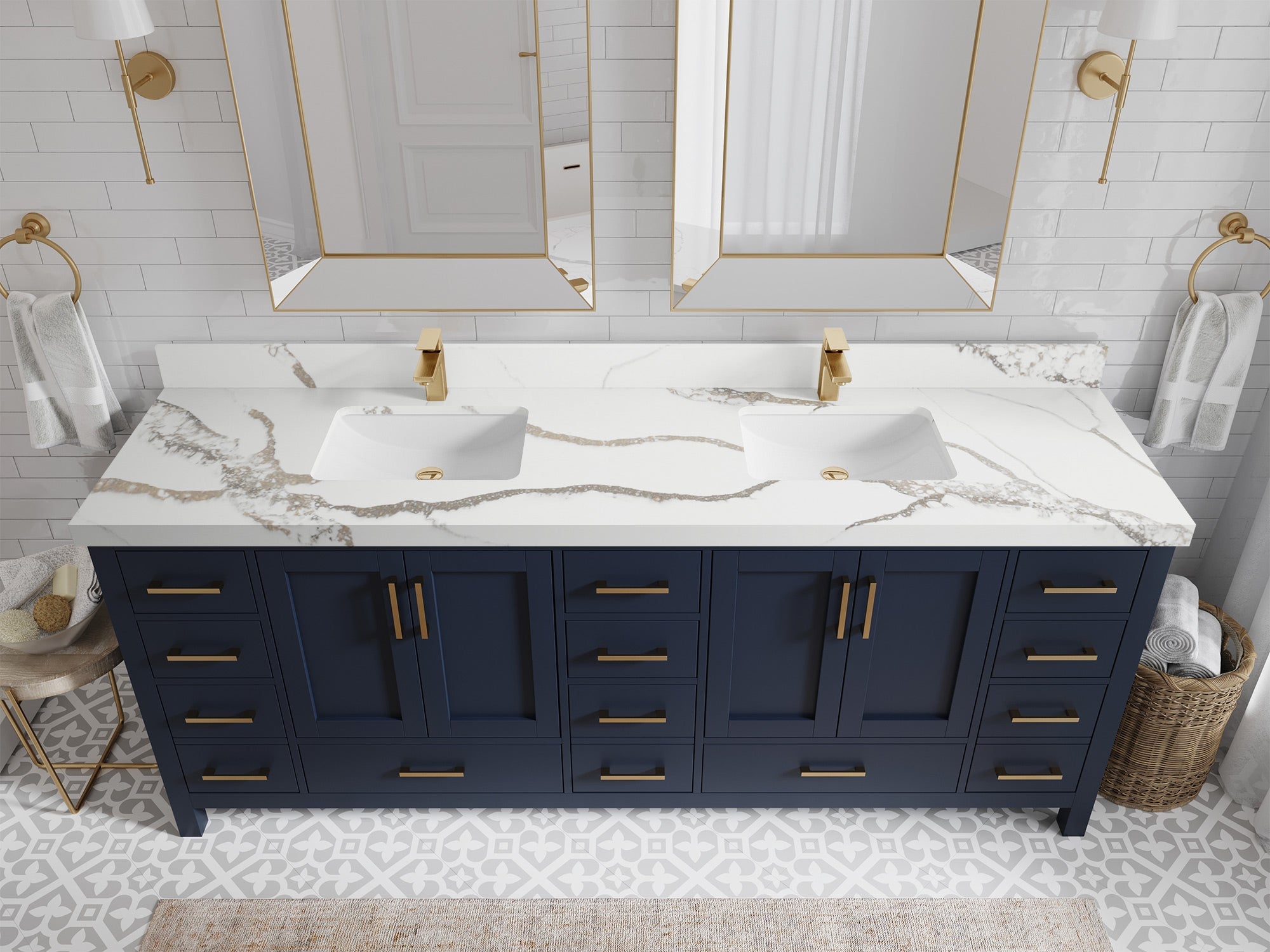 Malibu 84 in. W x 22 in. D Double Sink Bathroom Vanity