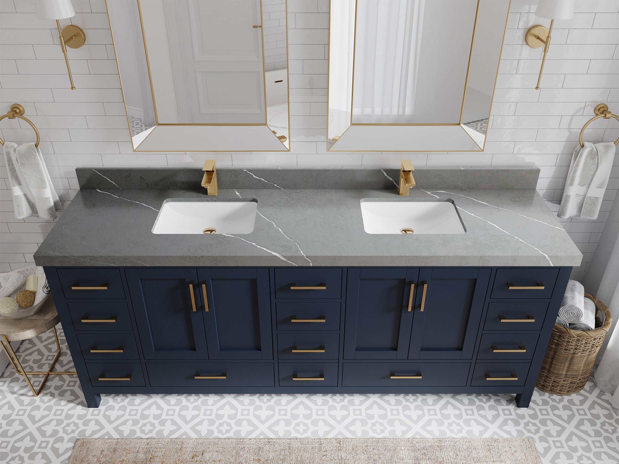 Malibu 84 in. W x 22 in. D Double Sink Bathroom Vanity